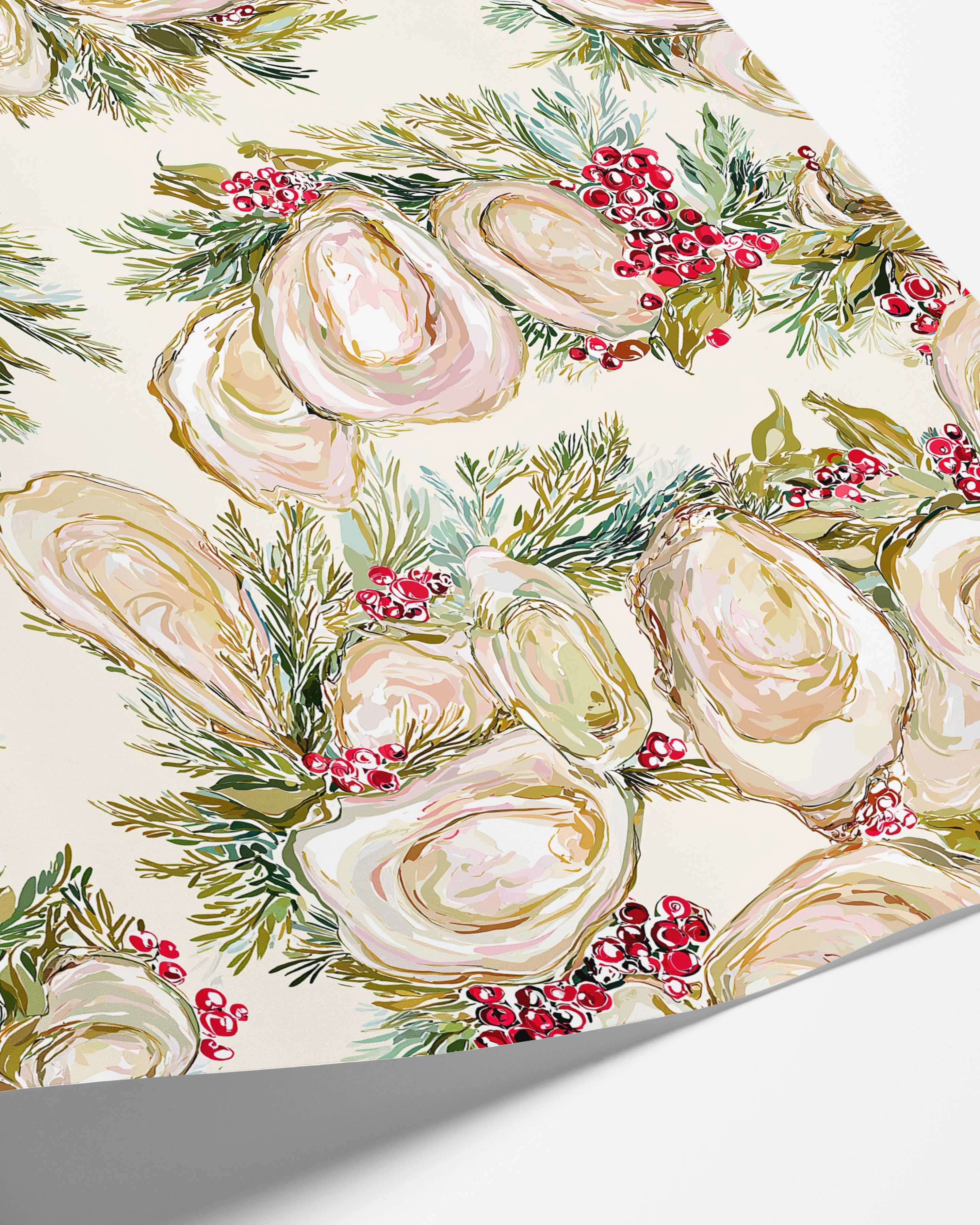 Coastal Oyster Christmas Wrapping Paper - Charles Alex
