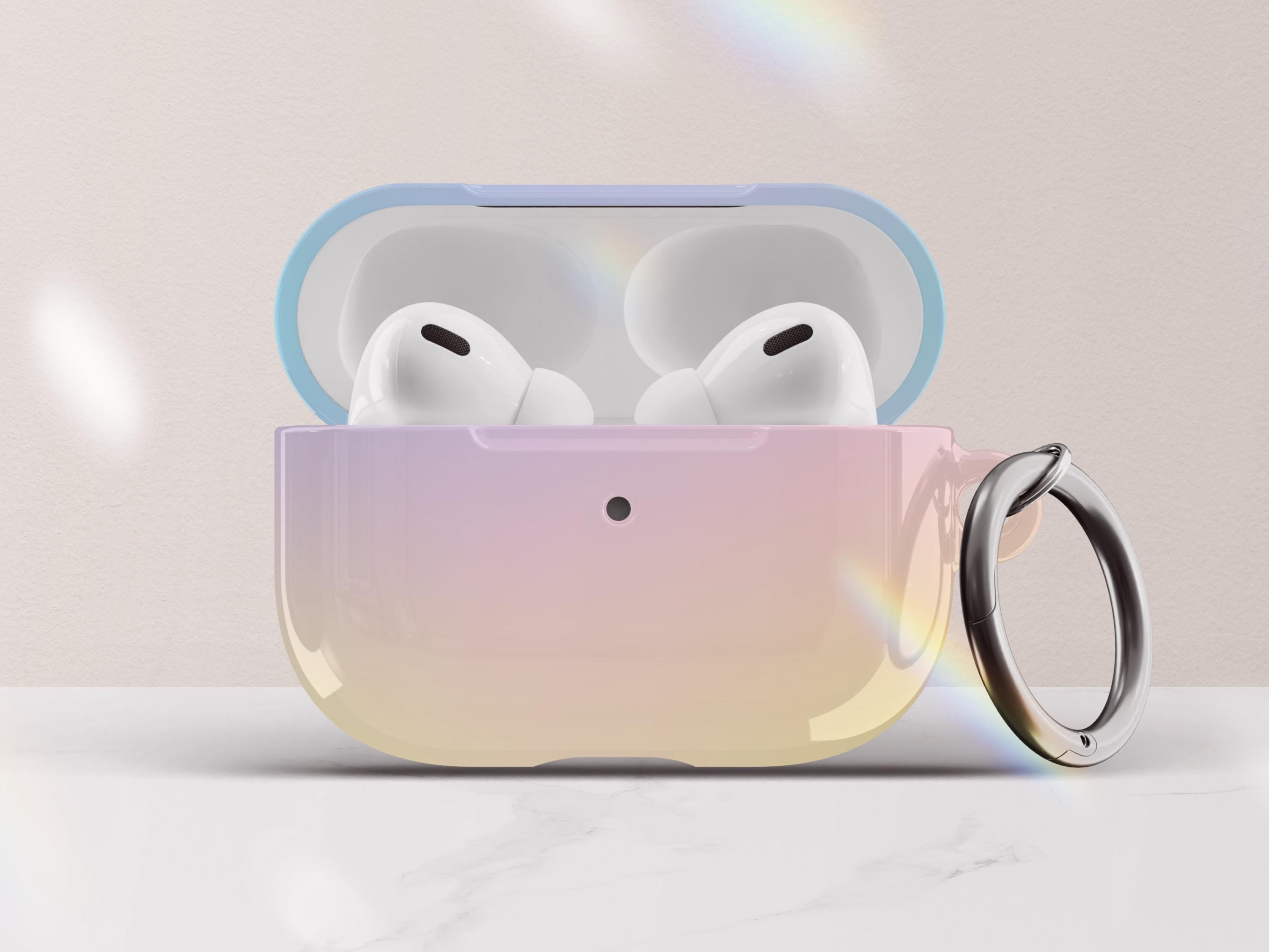 Pastel Ombre Airpods Case Pretty Personalized Gift for Tween Girls Custom Gradient Airpod Pro Case Cover with Keychain Gift Under 30