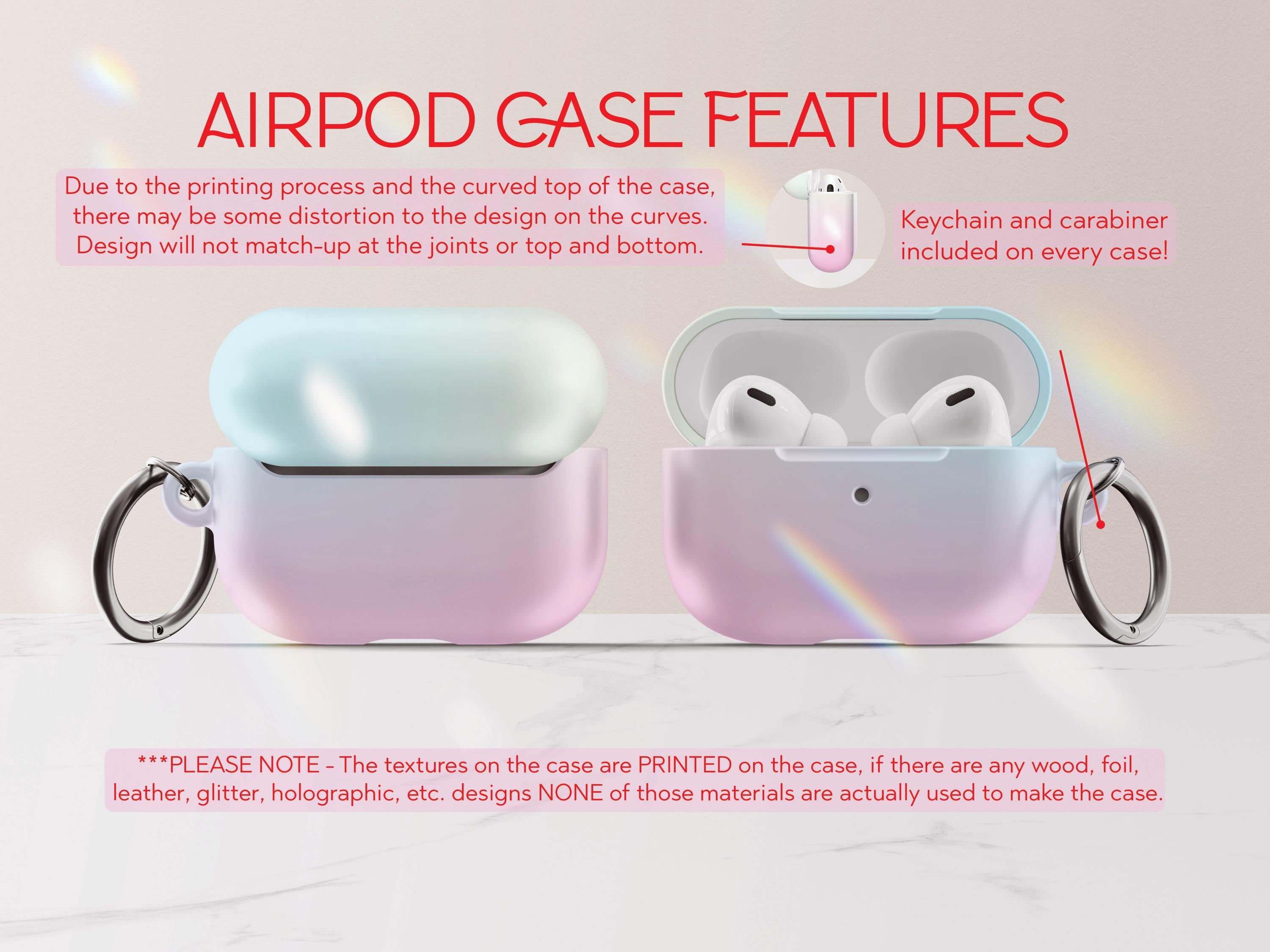 Pastel Ombre Airpods Case Pretty Personalized Gift for Tween Girls Custom Gradient Airpod Pro Case Cover with Keychain Gift Under 30