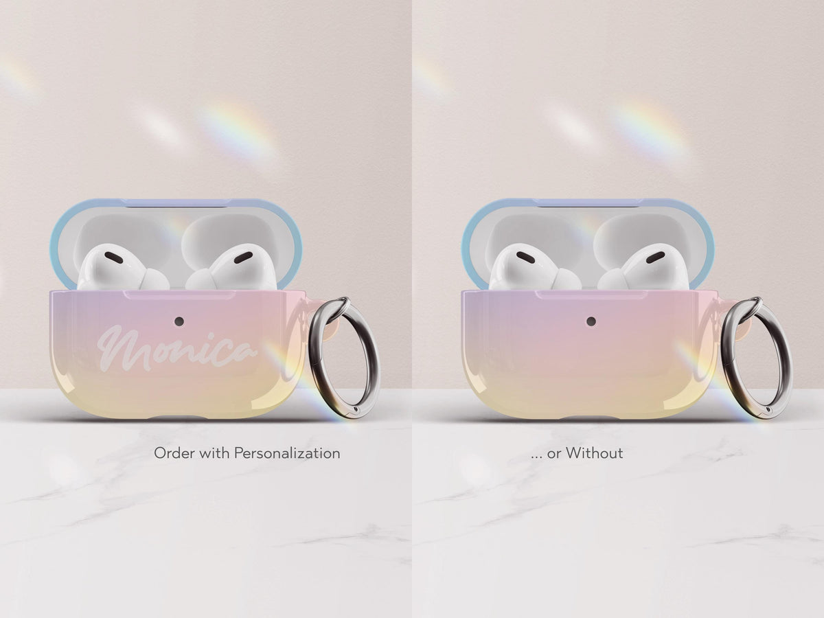 Gradient Airpod Case Pastel Ombre Airpod Pros Case Cover with Keychain Custom Rainbow Airpods Pro Case Gift for Tween Girl Gift Under 30 - Charles Alex