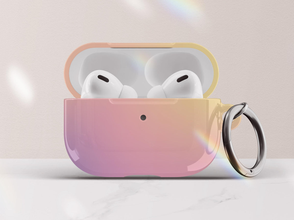 Gradient Airpod Case Pastel Ombre Airpod Pros Case Cover with Keychain Custom Rainbow Airpods Pro Case Gift for Tween Girl Gift Under 30 - Charles Alex