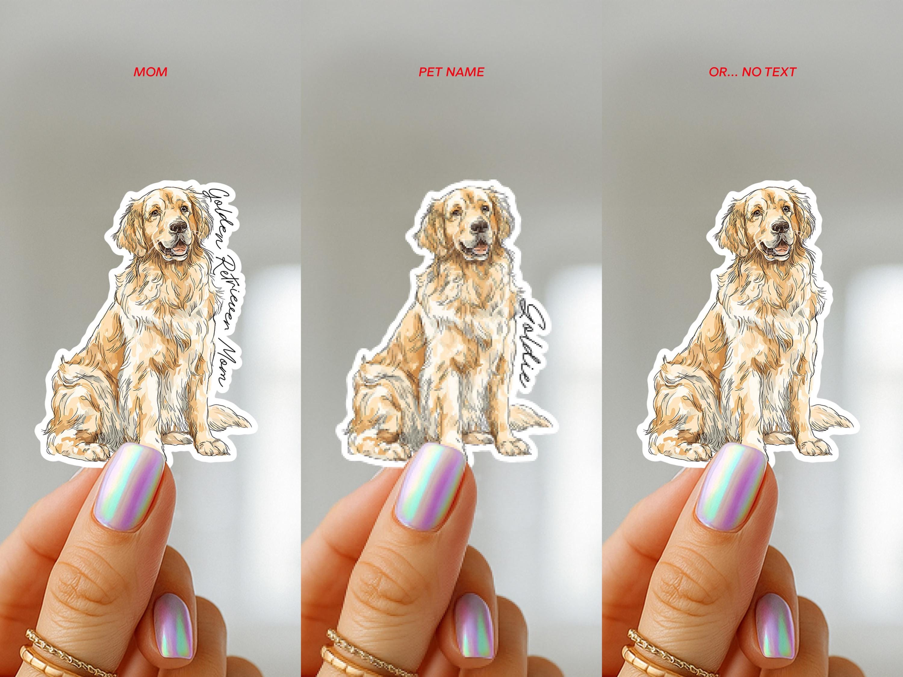 Golden Retriever Sticker Personalized Pet Stickers For Dog Lovers Sparkle Sticker Dog Mom Life Vinyl Decal Waterproof for Tumbler Sticker