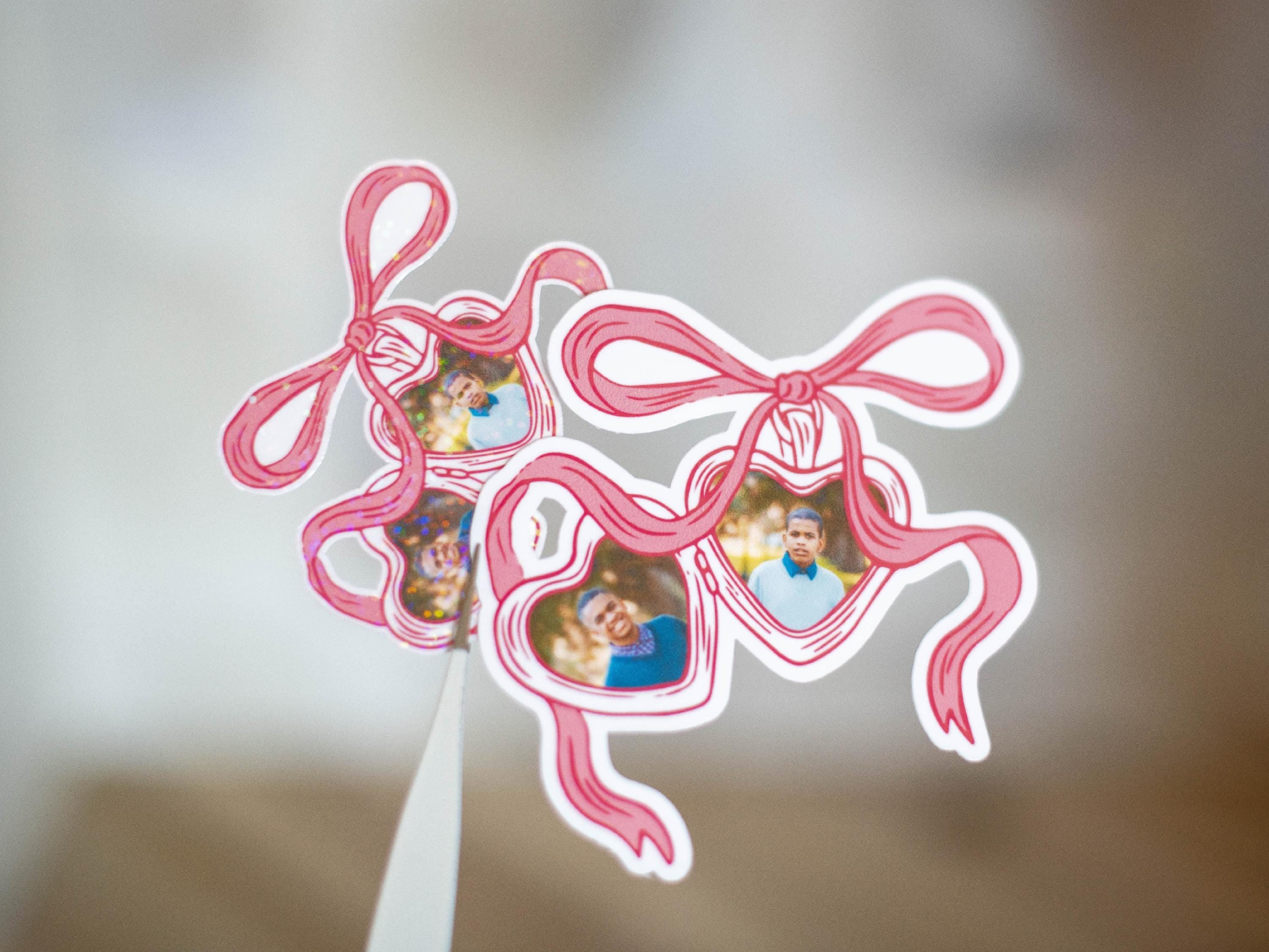 Personalized Locket Sticker with Photo Stickers Custom Initials Vinyl Decal Photos of Children Gift for Mom Stickers for Tumbler Custom