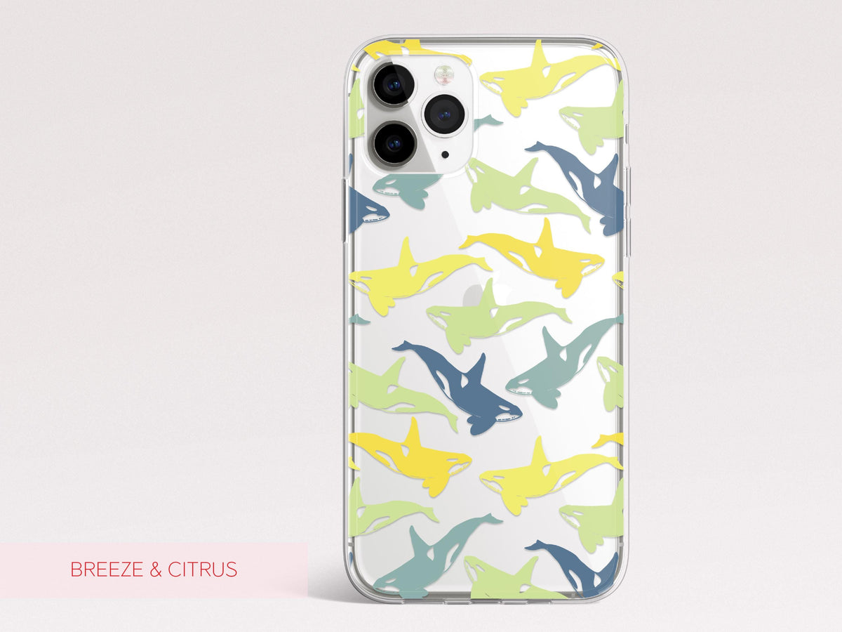 Clear Ocean Phone Case Custom Orca Whale Marine Theme Protective Transparent Cover Charming Personalized Sea Lover Gift Idea Under 30