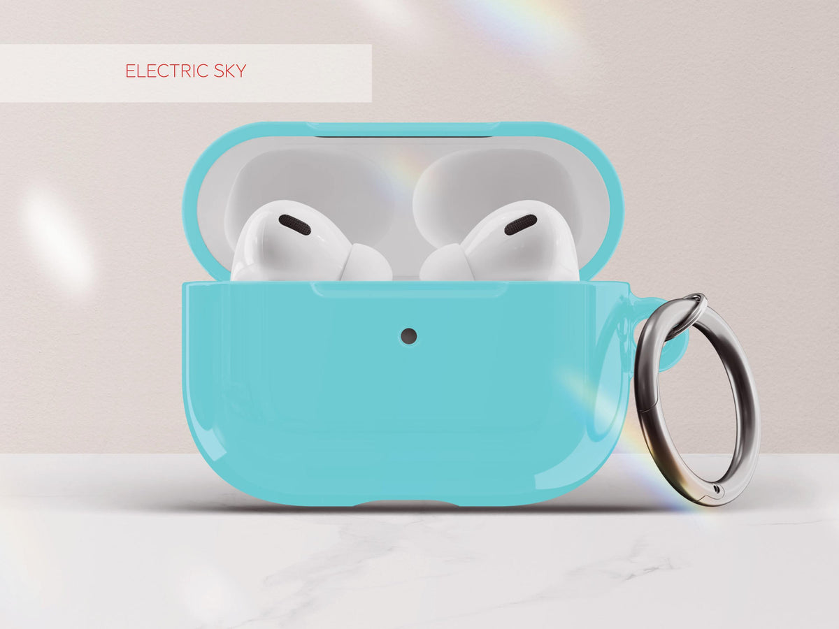 Solid Blue AirPod Case Cover Personalized Color Protective Tech Accessory Gift for Him Custom Present for Guy Minimal Aesthetic Gadget Lover