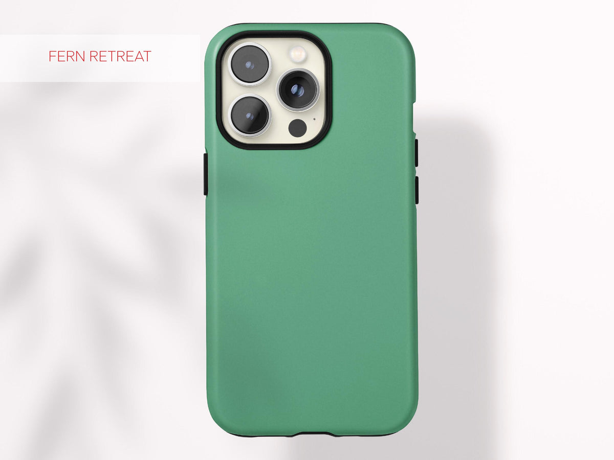 Custom Green Phone Case Color Protective Cover Stylish Accessory Minimal Aesthetic Tech Gift Present for Her Modern Design Gadget Lover