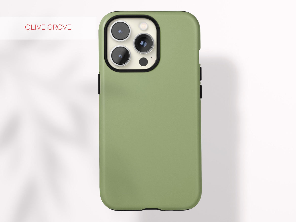 Custom Green Phone Case Color Protective Cover Stylish Accessory Minimal Aesthetic Tech Gift Present for Her Modern Design Gadget Lover