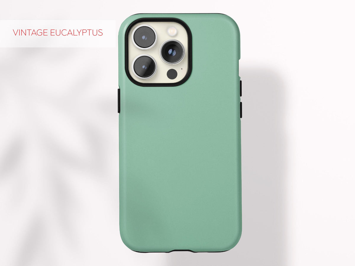 Custom Green Phone Case Color Protective Cover Stylish Accessory Minimal Aesthetic Tech Gift Present for Her Modern Design Gadget Lover