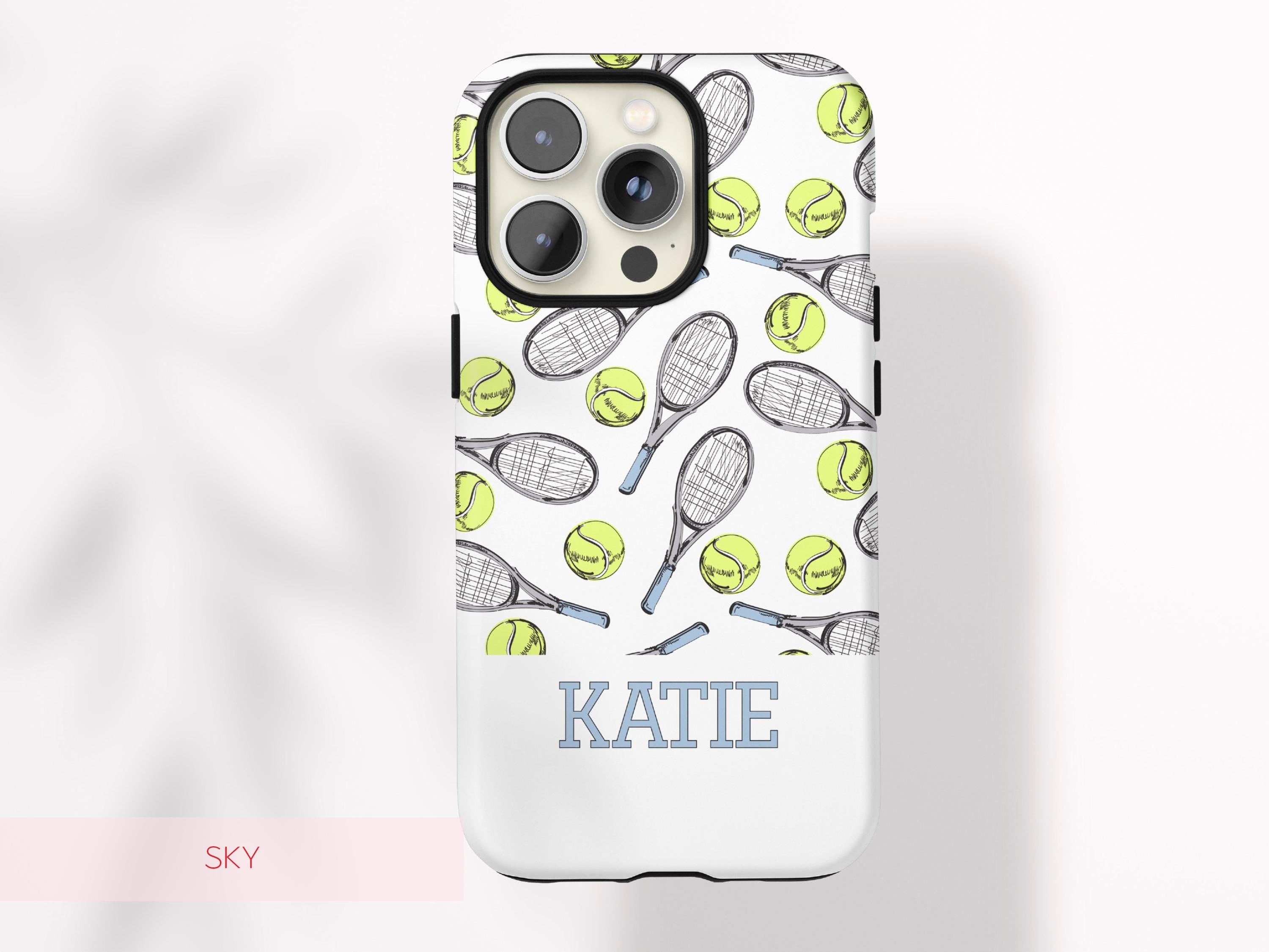 Preppy Tennis Phone Case Custom Name Sport Aesthetic Protective Cover Personalized Country Club Girl Gift Under 30 Trendy Athletic Accessory