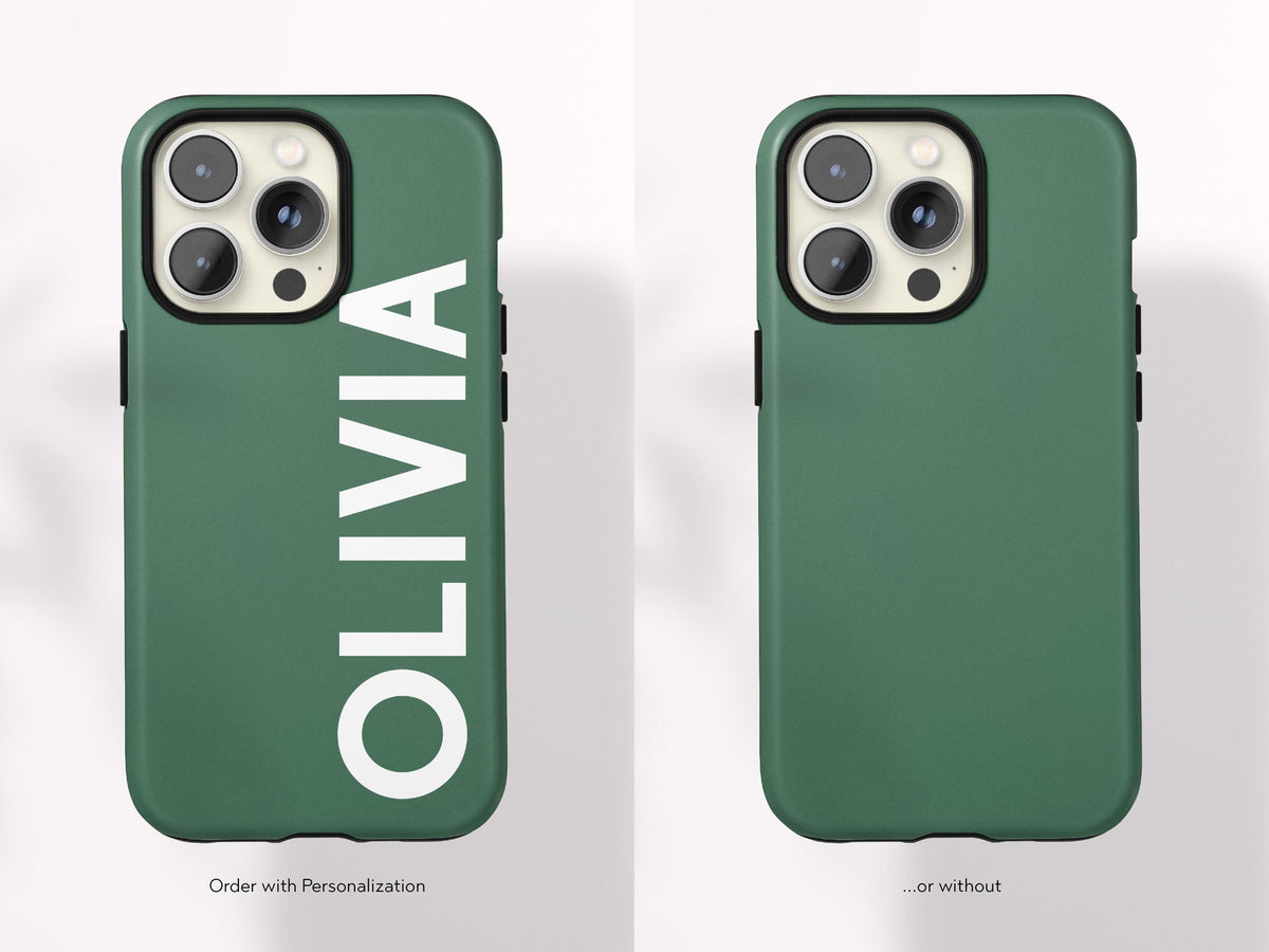 Custom Green Phone Case Color Protective Cover Stylish Accessory Minimal Aesthetic Tech Gift Present for Her Modern Design Gadget Lover
