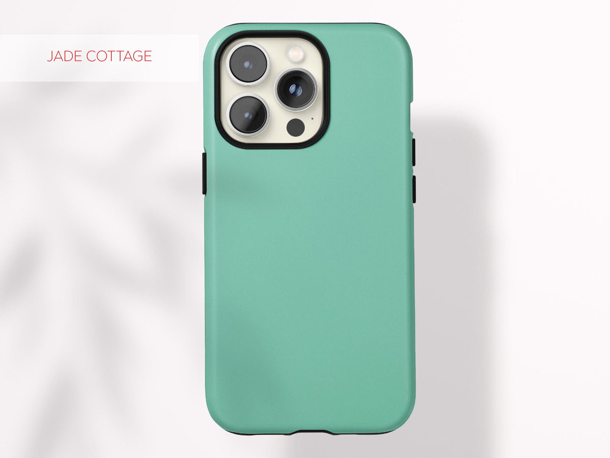 Custom Green Phone Case Color Protective Cover Stylish Accessory Minimal Aesthetic Tech Gift Present for Her Modern Design Gadget Lover