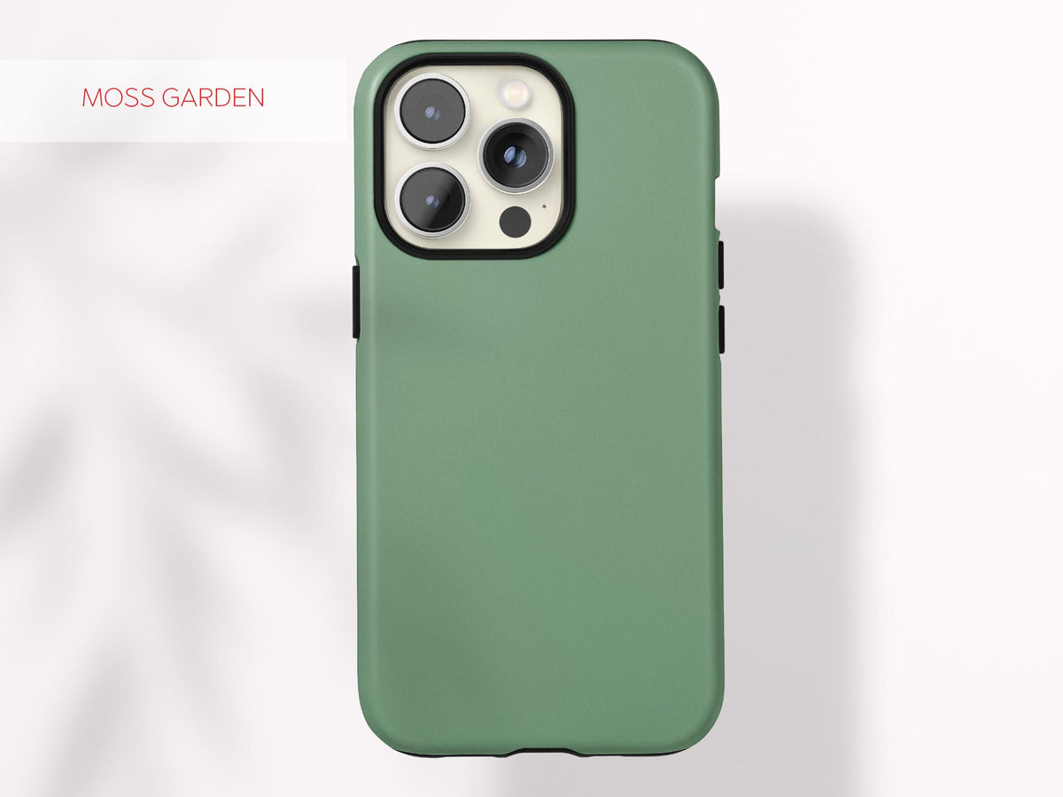 Custom Green Phone Case Color Protective Cover Stylish Accessory Minimal Aesthetic Tech Gift Present for Her Modern Design Gadget Lover