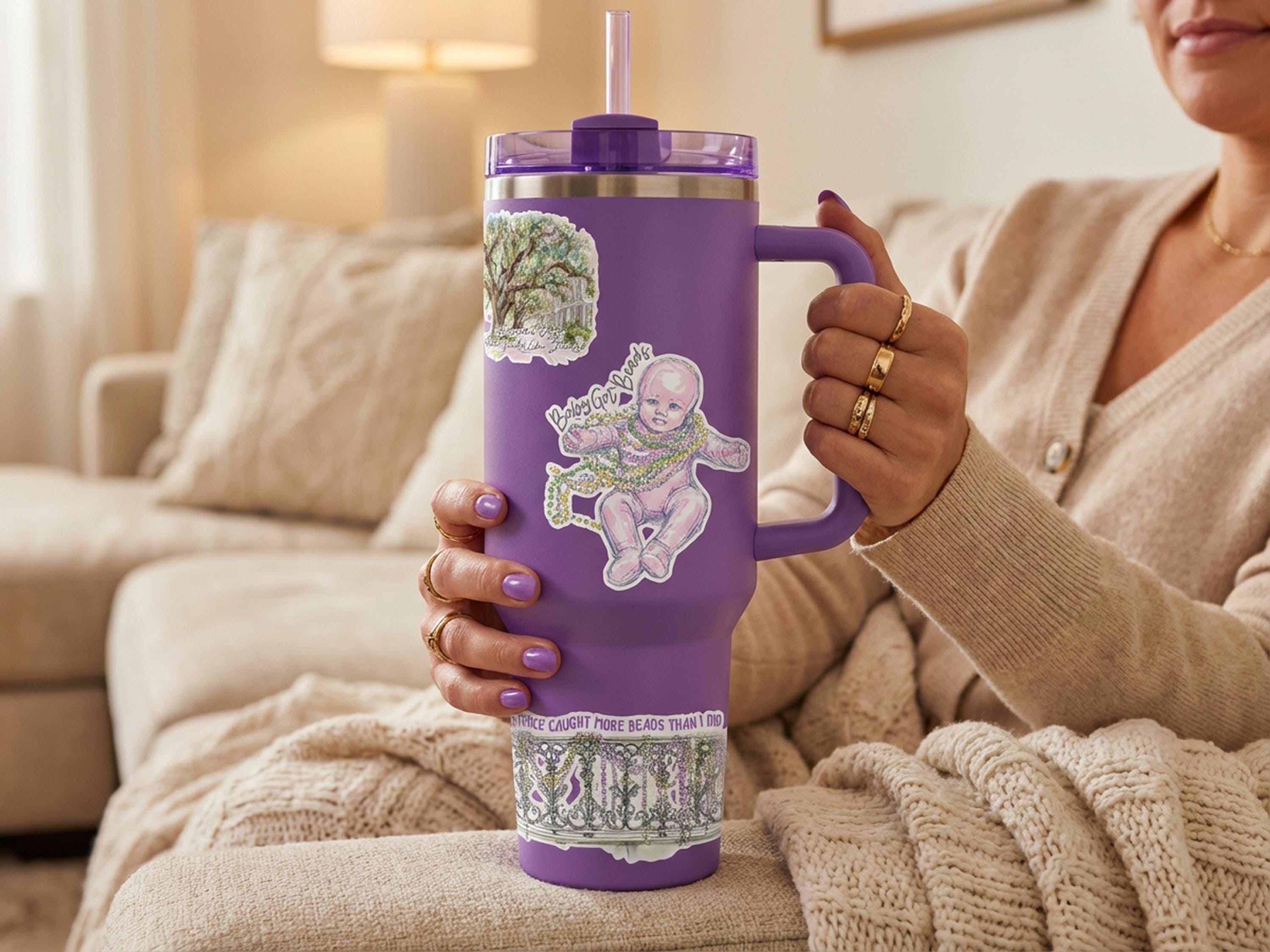 King Cake Baby Vinyl Sticker Tumbler Mardi Gras New Orleans Humor Cute Southern Celebration Gift Parade Favor Keepsake Laptop Decoration