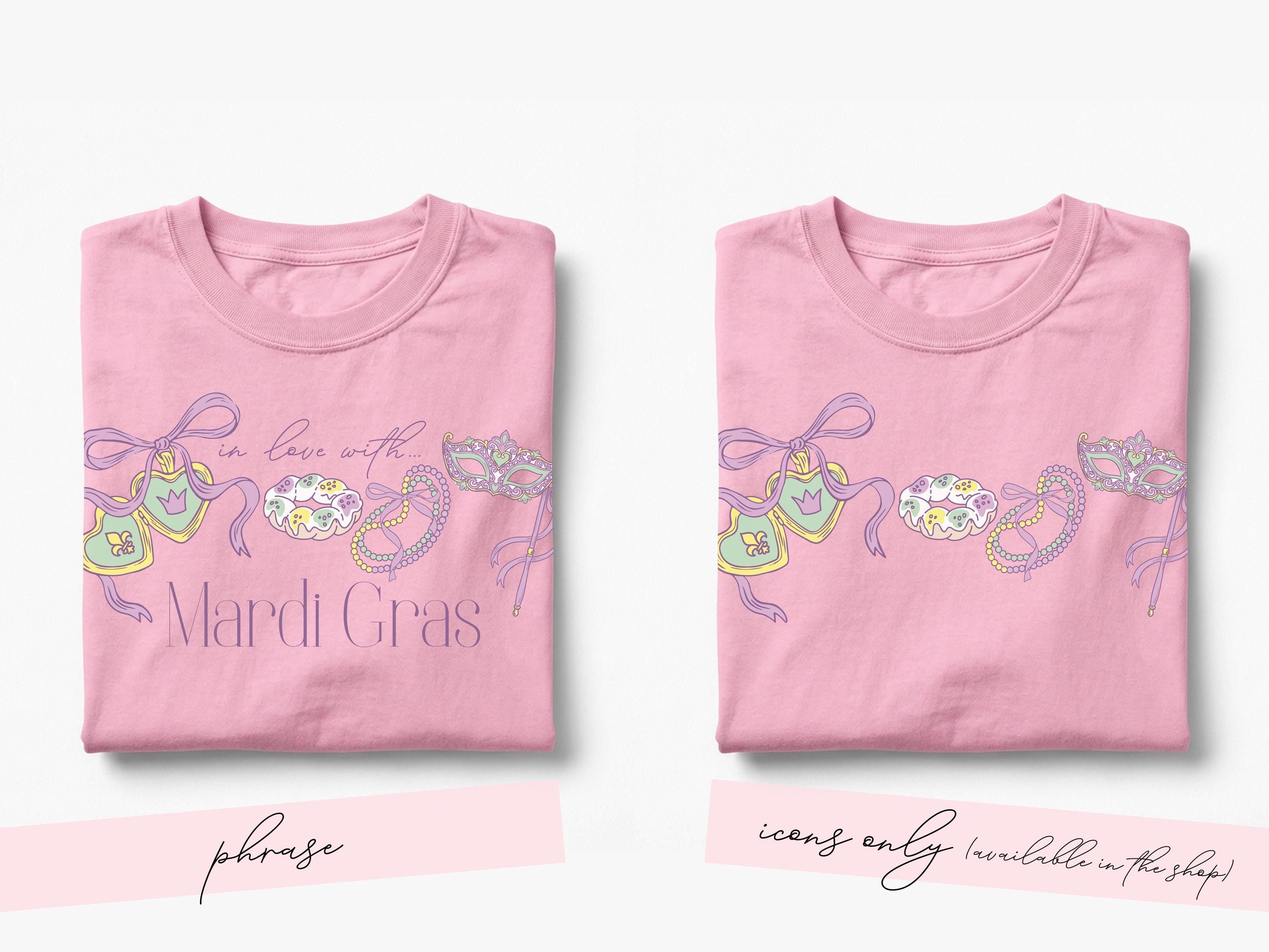 In Love with Mardi Gras Shirt Coquette Carnival Tee Pink Top New Orleans Valentine Outfit Gift for Her NOLA Tshirt Parade Day Present Idea