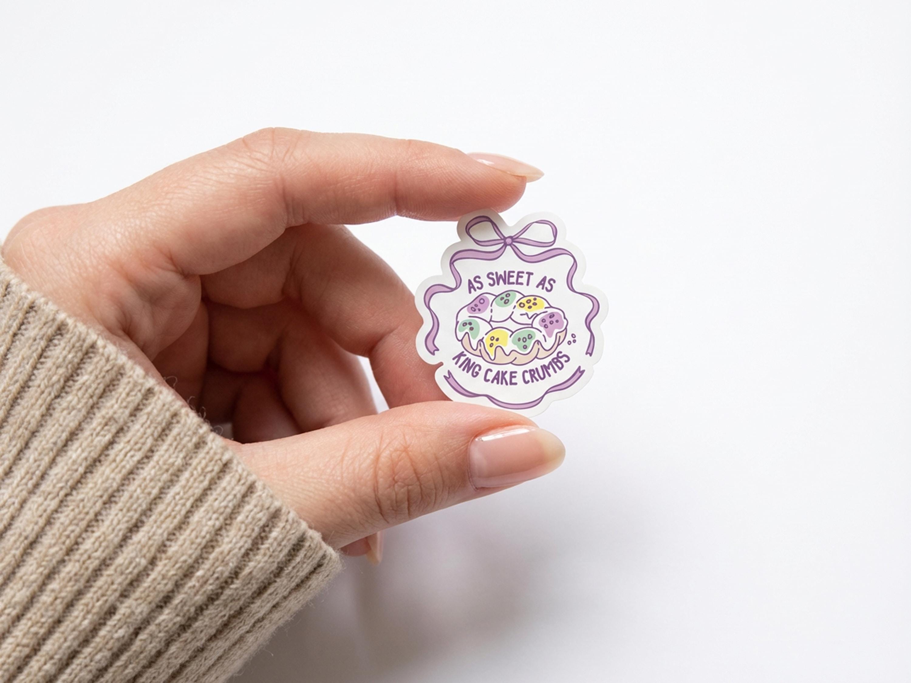 Mardi Gras Sticker Sweet as King Cake Crumbs Vinyl Decal New Orleans Carnival Tumbler Gift Aesthetic Laptop Coquette Party Cup Accessory