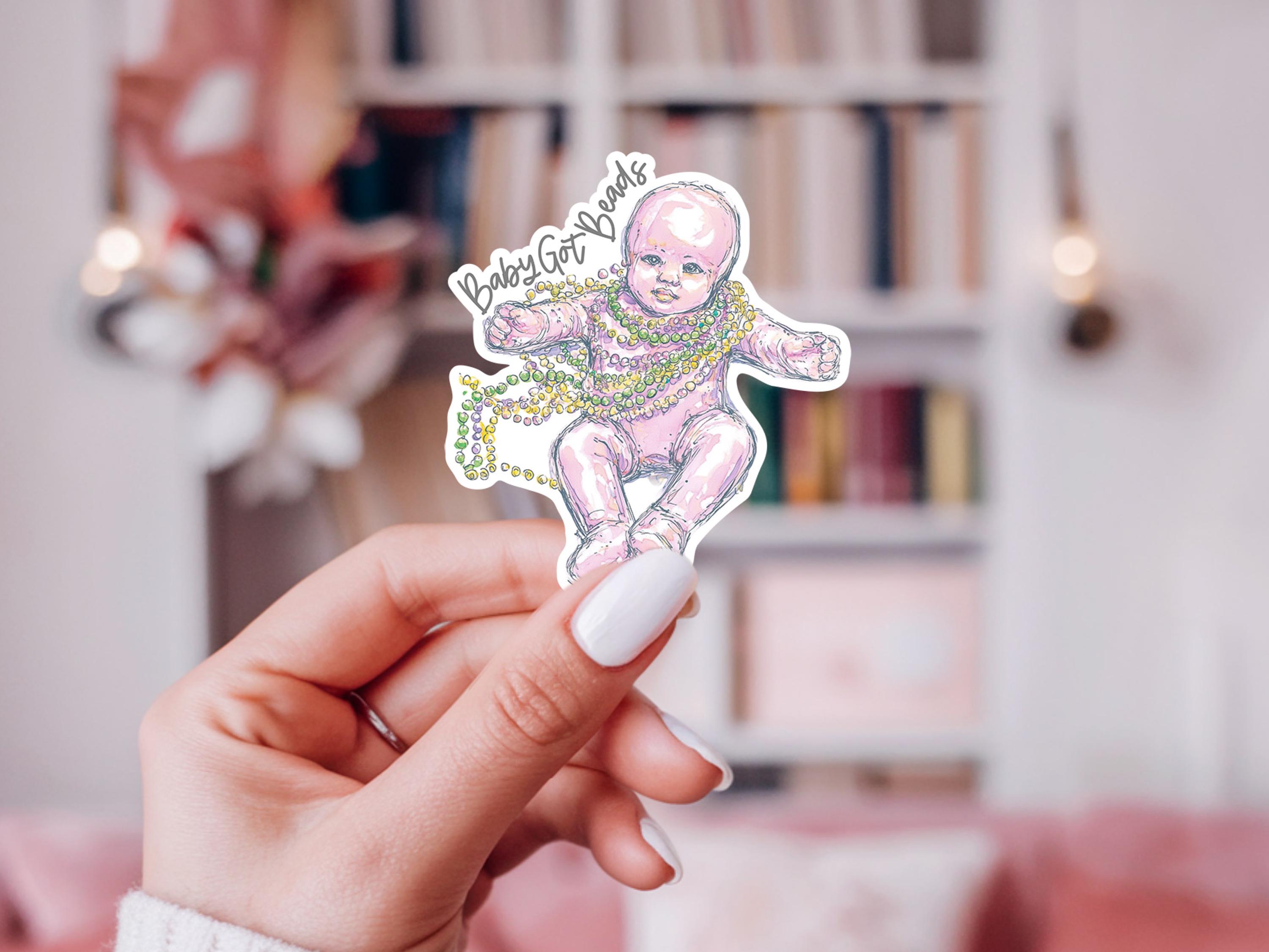 King Cake Baby Vinyl Sticker Tumbler Mardi Gras New Orleans Humor Cute Southern Celebration Gift Parade Favor Keepsake Laptop Decoration