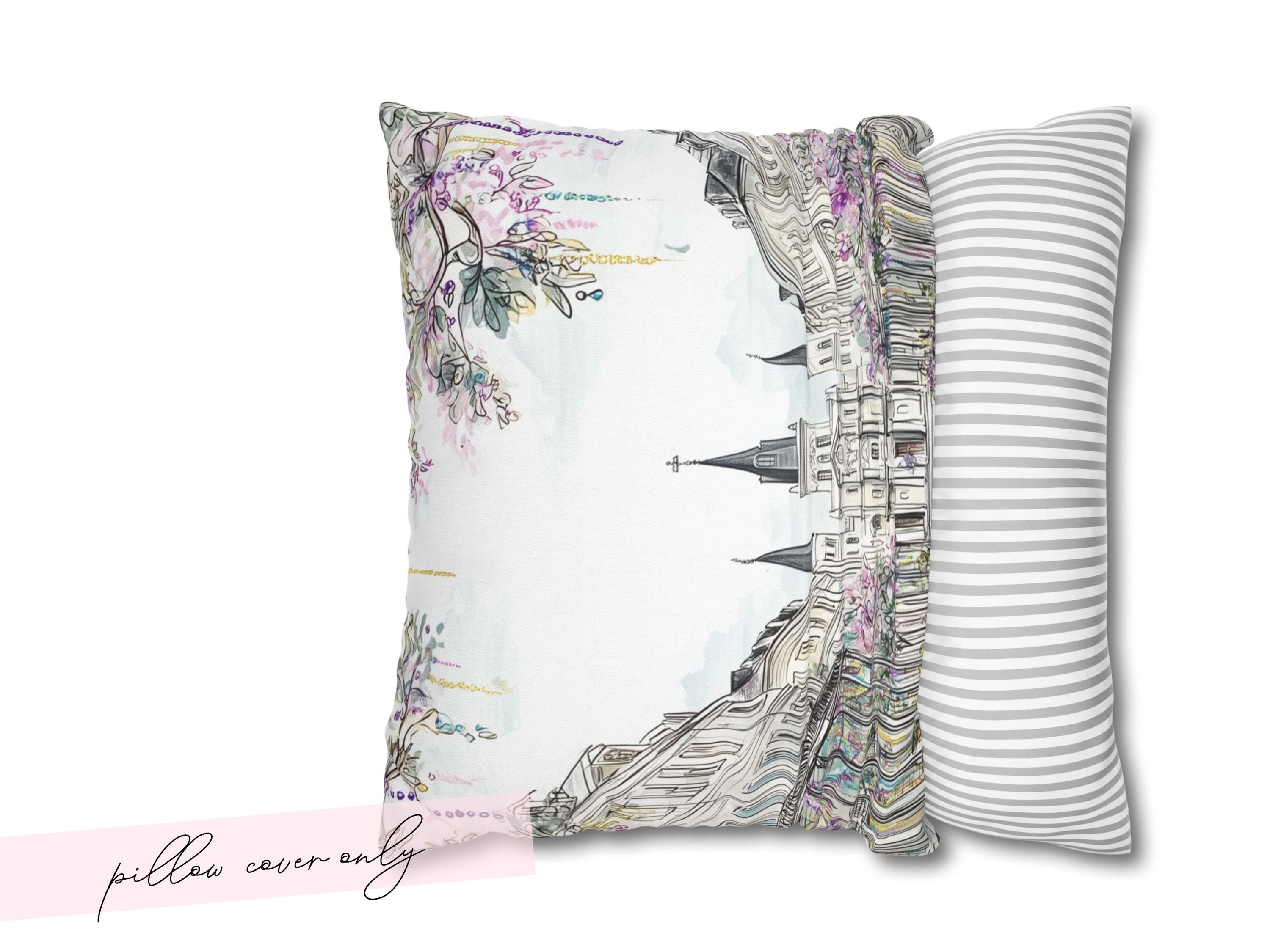 New Orleans Mardi Gras Pillow Beads Jackson Square St Louis Cathedral Illustration Floral French Quarter Decor Spring Sofa Accent Cushion - Charles Alex
