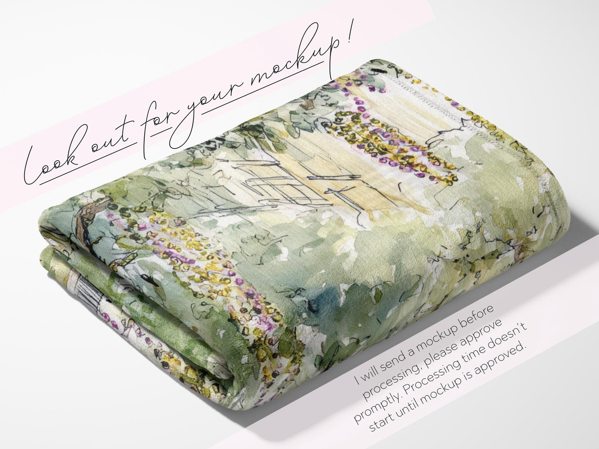 Bead Tree Mardi Gras Warm Parade Route Blanket Sherpa St Charles Avenue Oak Trees Watercolor Landscape New Orleans Carnival Decor Throw - Charles Alex
