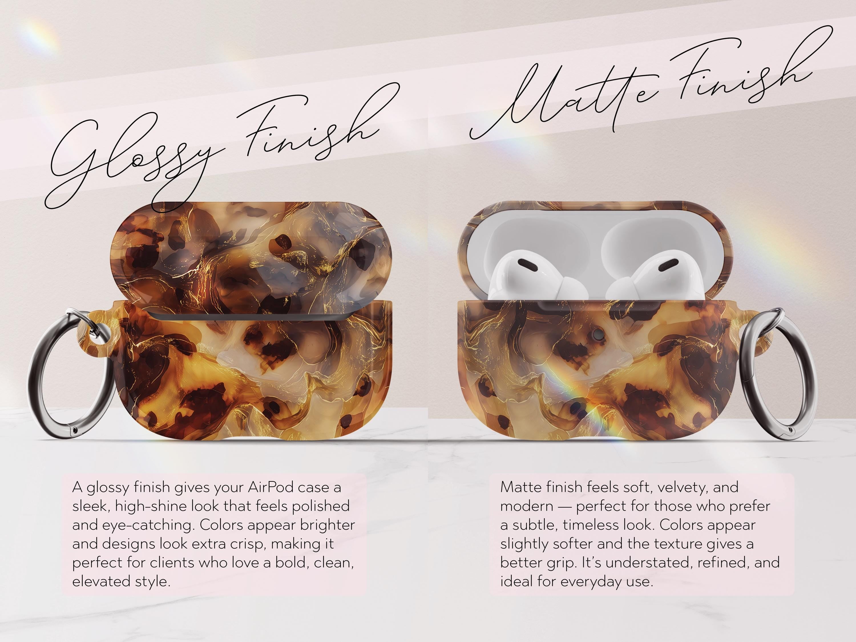 Personalized Tortoiseshell AirPod Case Custom Protective Cover Brown Marble Pattern Stylish Accessory Gift for Her Modern Tech Present - Charles Alex