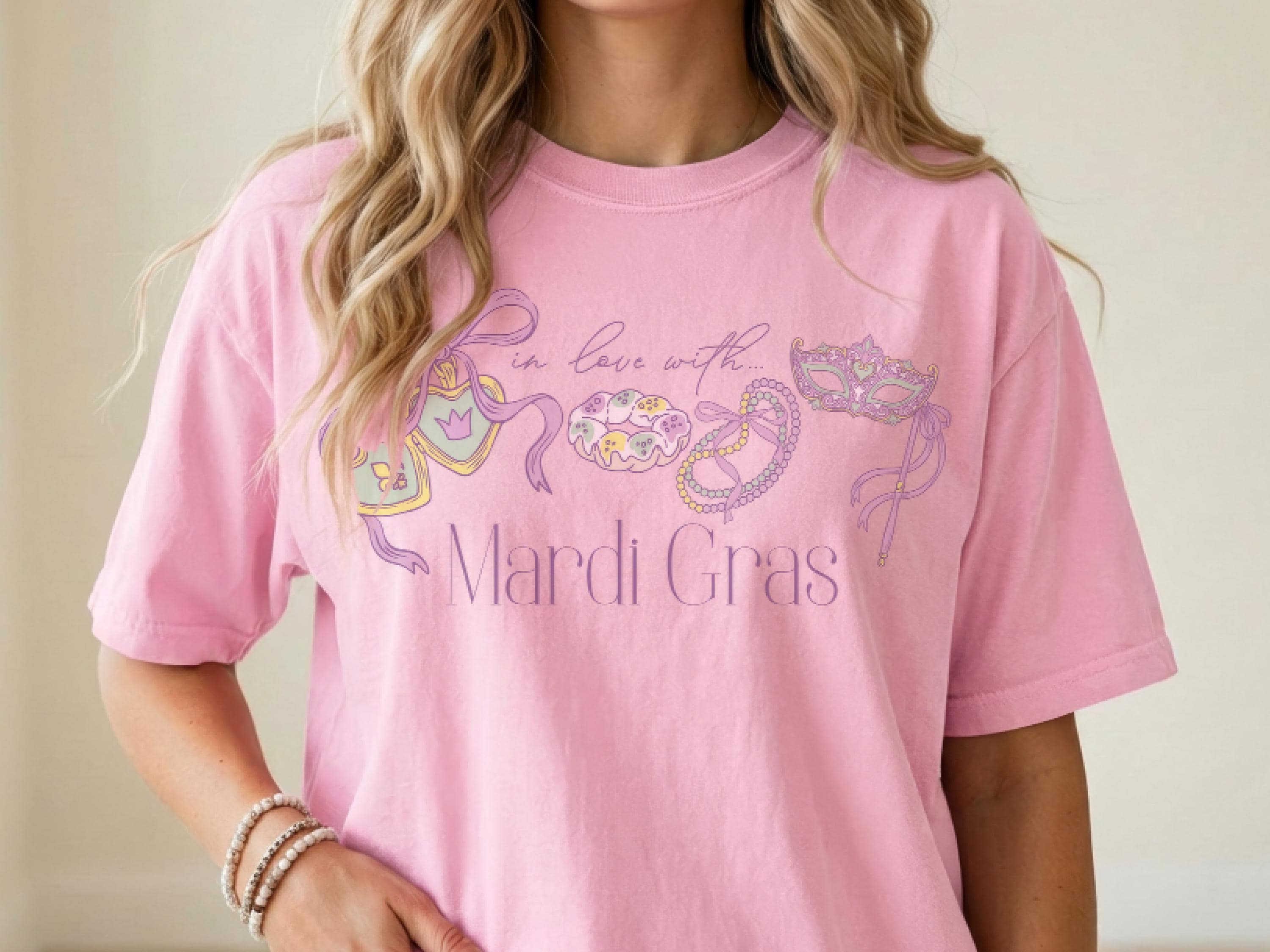 In Love with Mardi Gras Shirt Coquette Carnival Tee Pink Top New Orleans Valentine Outfit Gift for Her NOLA Tshirt Parade Day Present Idea