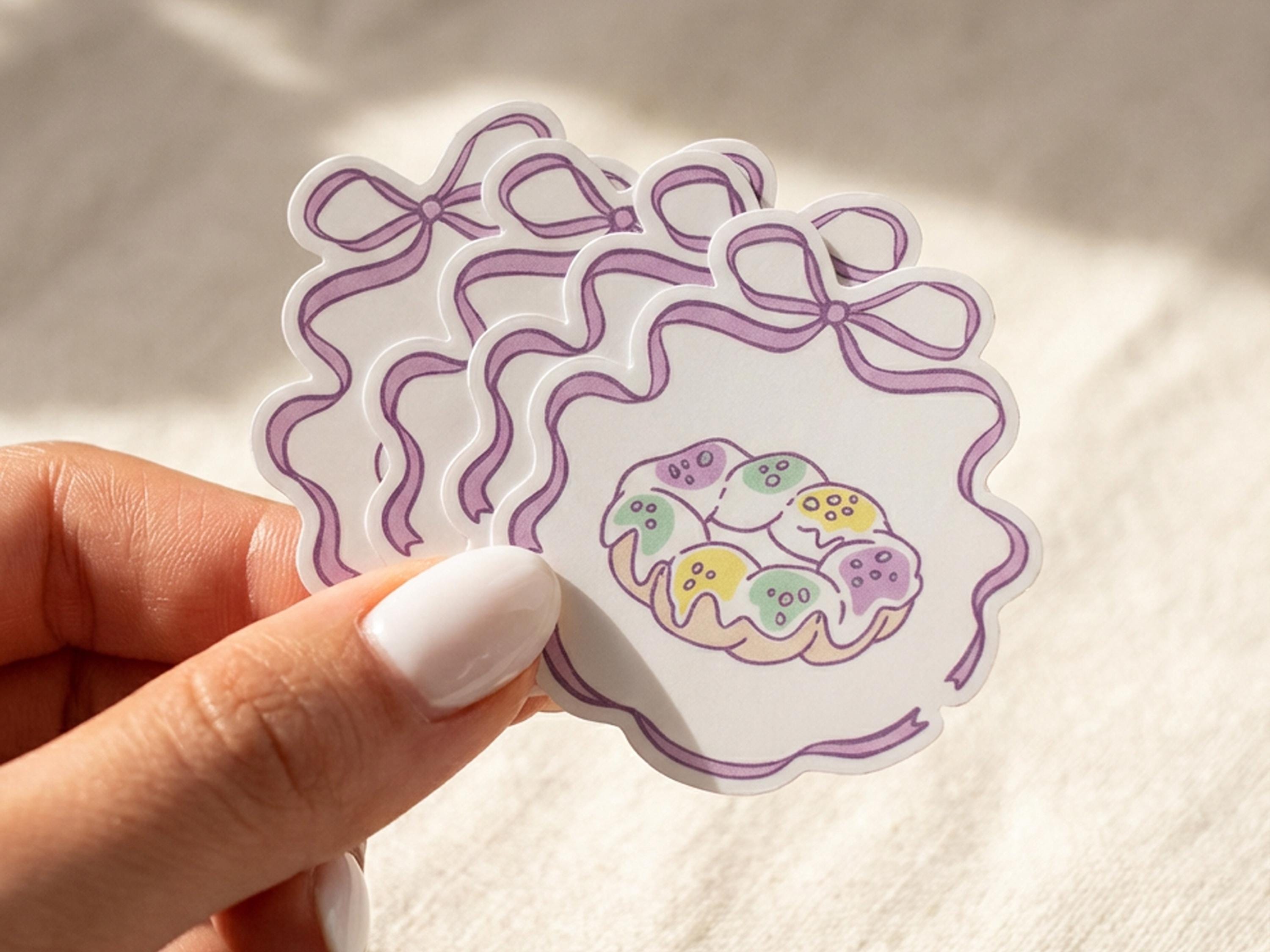 Mardi Gras Sticker Sweet as King Cake Crumbs Vinyl Decal New Orleans Carnival Tumbler Gift Aesthetic Laptop Coquette Party Cup Accessory