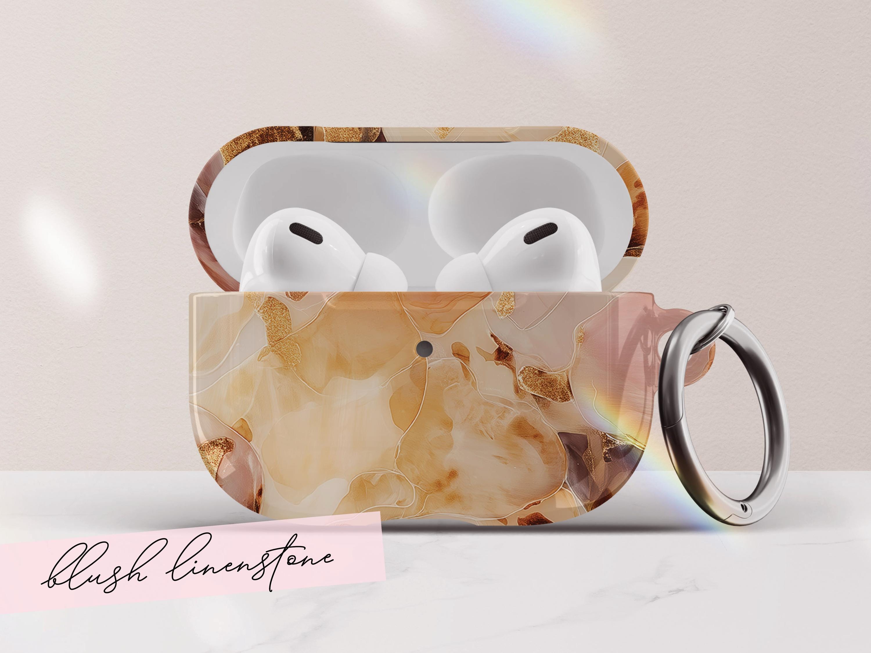 Tortoiseshell Airpods Pro Case Cover Blush Marble Protective Shell Accessory for Women With Keychain Aesthetic Luxury Gift For Her Tech - Charles Alex