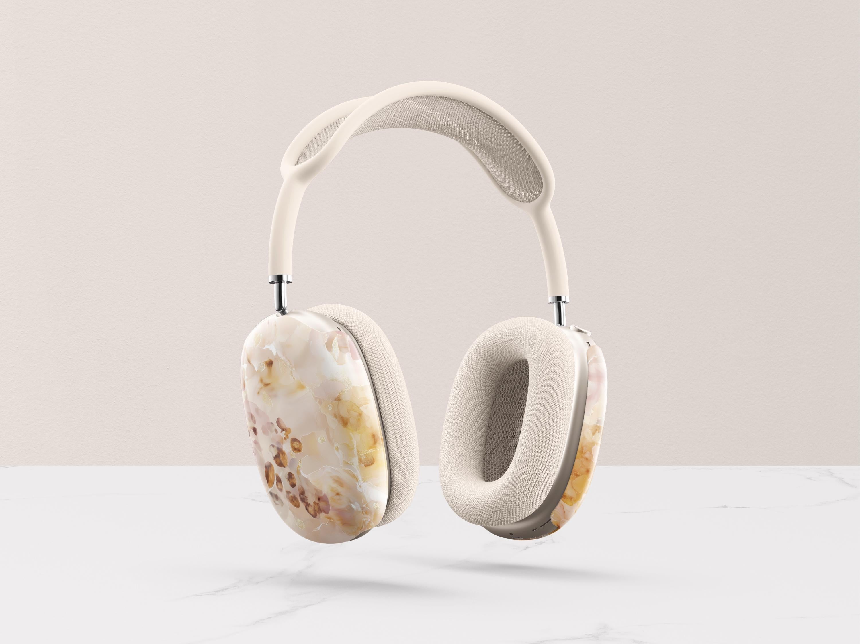 Blush Tortoiseshell Airpod Max Case Cover Neutral Marble Headphones Shell Aesthetic Protective Snap On Accessory Gift For Women Music Lovers - Charles Alex