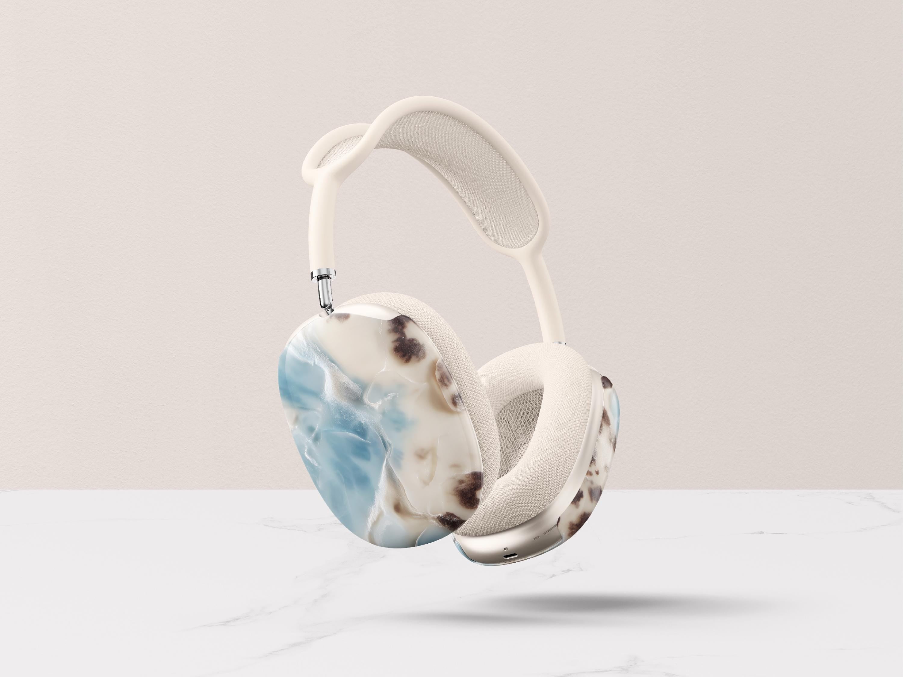 Powder Blue Tortoiseshell AirPods Max Case Personalized Monogram Headphones Cover Luxe Travel Tech Accessory Protective Shell Gift For Her - Charles Alex