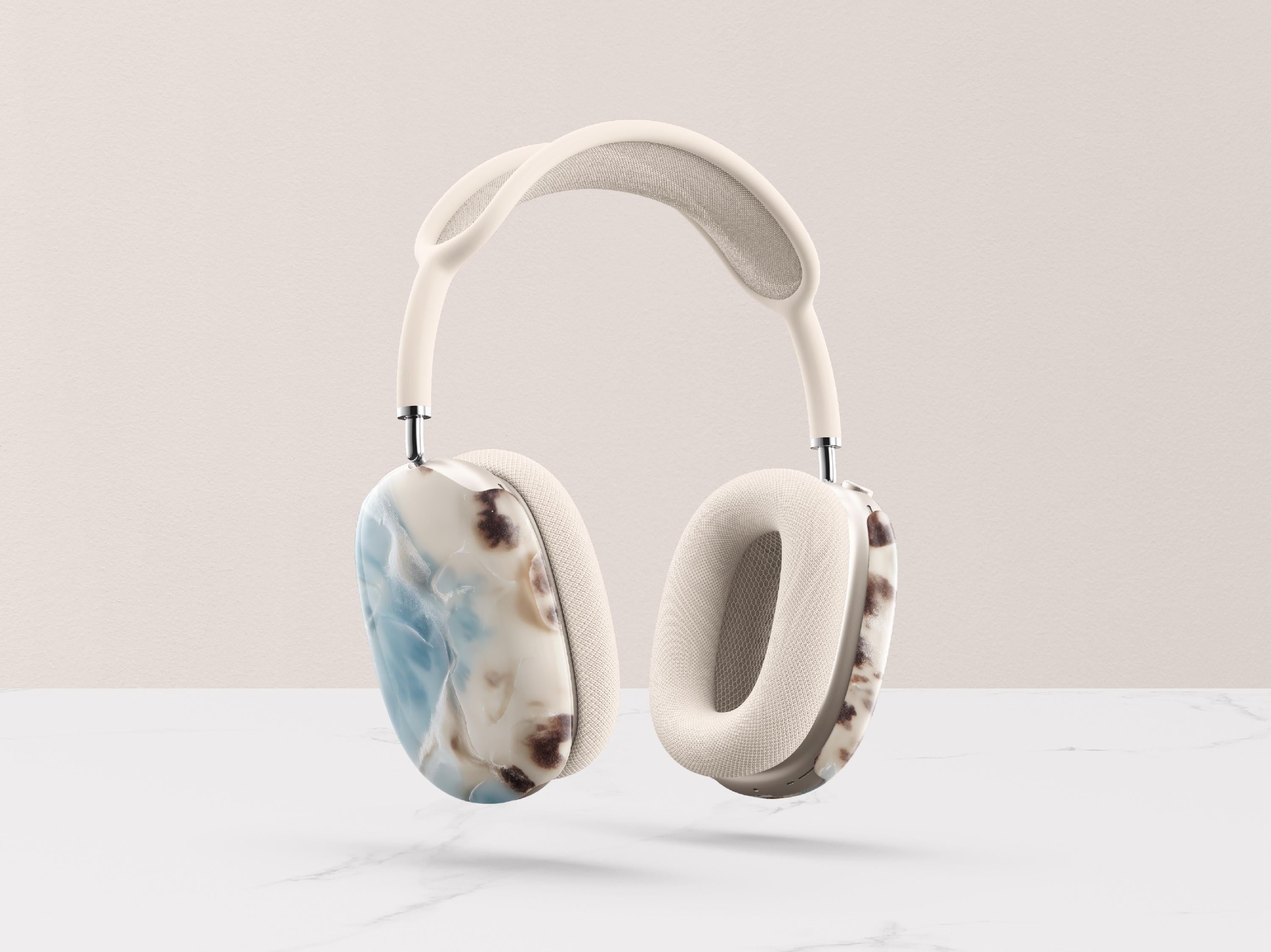 Powder Blue Tortoiseshell AirPods Max Case Personalized Monogram Headphones Cover Luxe Travel Tech Accessory Protective Shell Gift For Her - Charles Alex