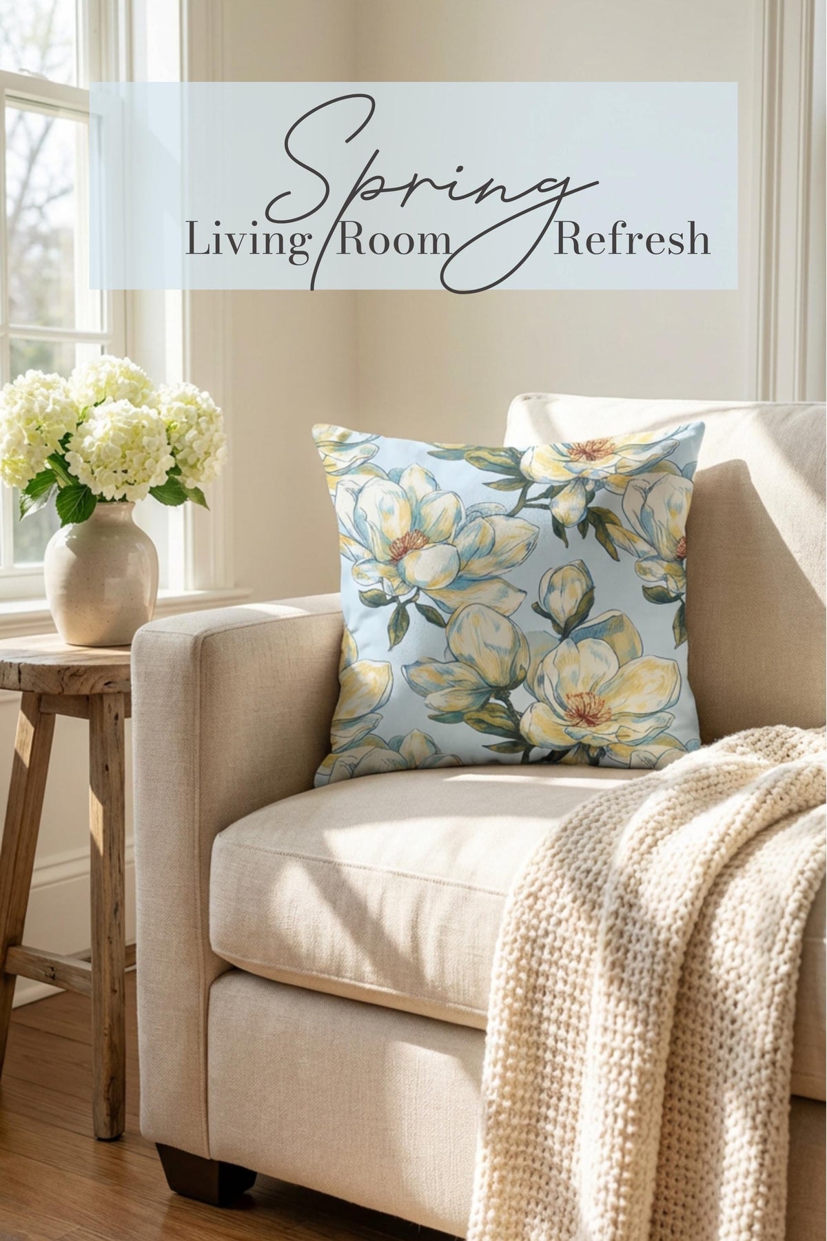 Magnolia Floral Throw Pillow and/or Cover - Charles Alex