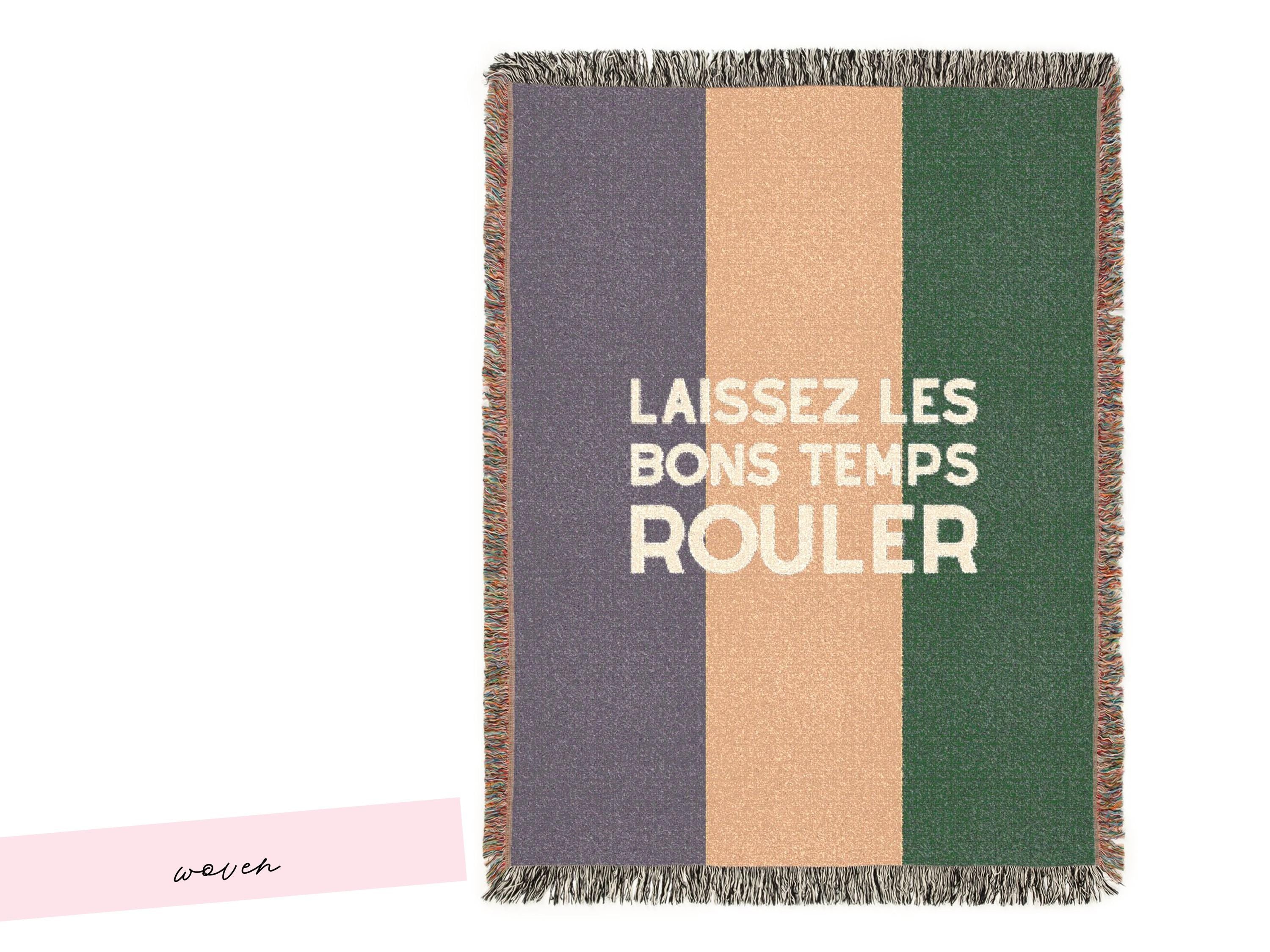 Mardi Gras Throw Laissez Les Bons Temps Rouler Blanket New Orleans Living Room Decor Sofa Woven Purple Gold Green Carnival Home Style Couch