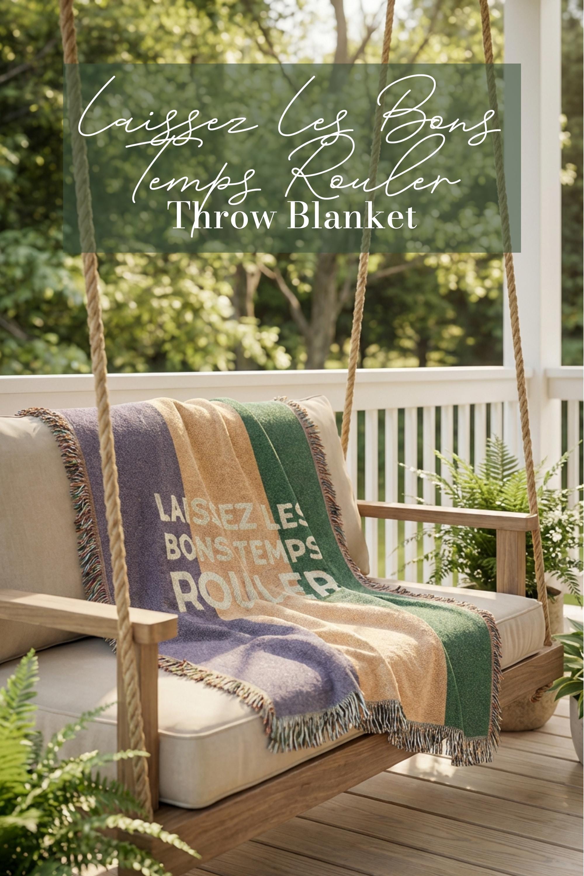 Mardi Gras Throw Laissez Les Bons Temps Rouler Blanket New Orleans Living Room Decor Sofa Woven Purple Gold Green Carnival Home Style Couch