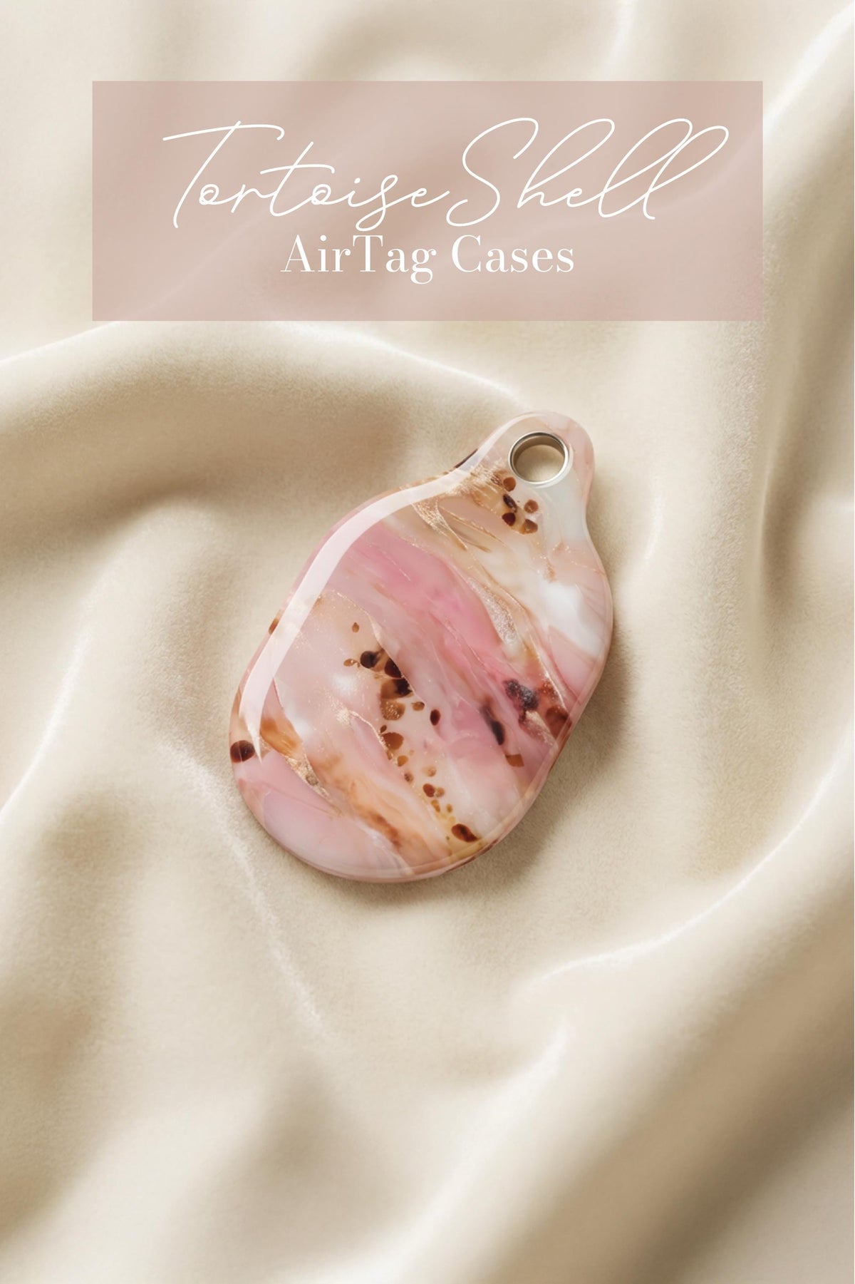 Tortoise Shell AirTag Case Personalized Rose Marble Initial Keychain Holder Chic Luggage Backpack Purse Accessory Gift For Her Travel Keys - Charles Alex