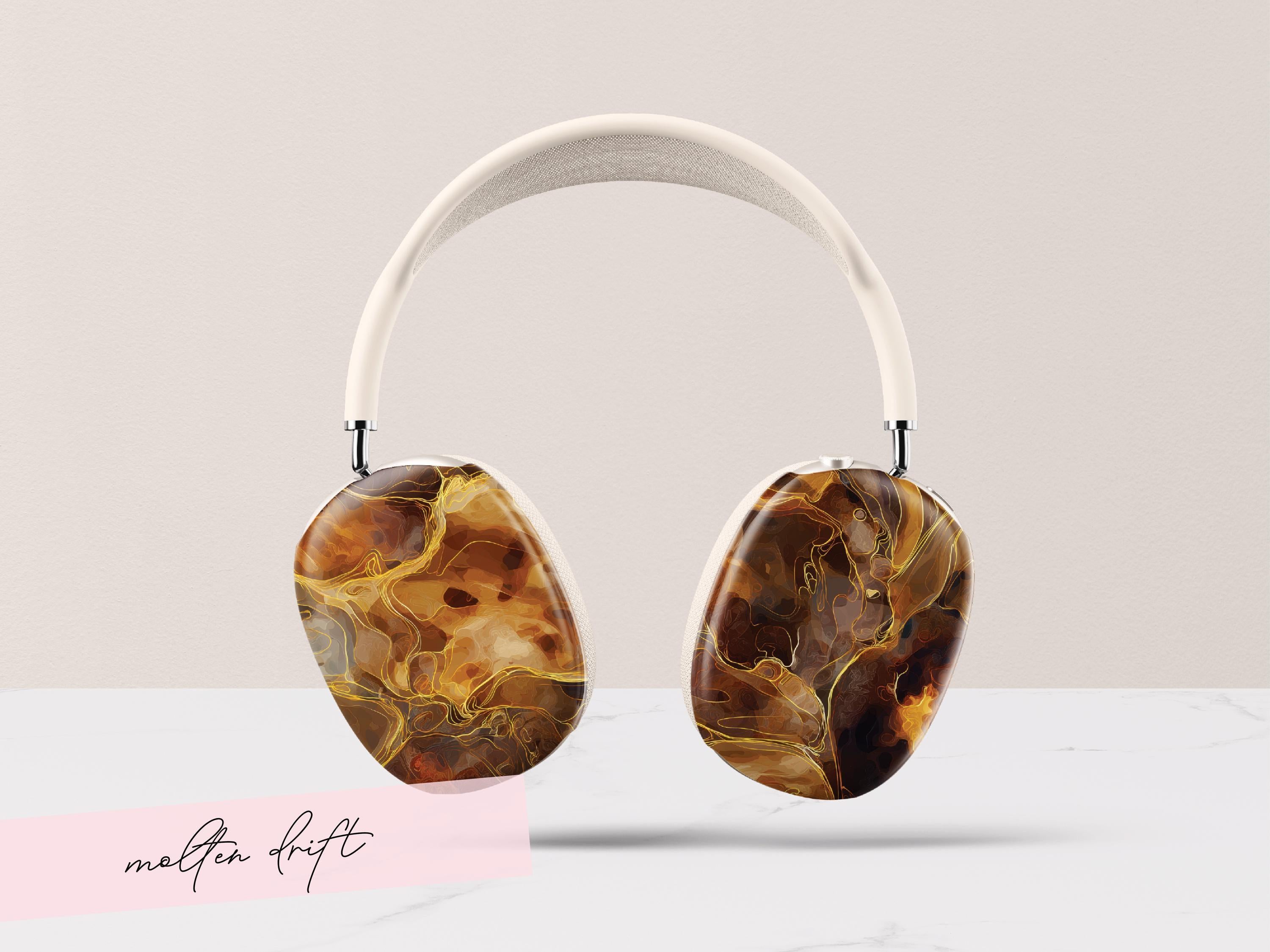 Custom Headphone Cover Tortoiseshell AirPod Max Case Personalized Gift for Guy Black Marble Design Style Accessory Classic Present for Him