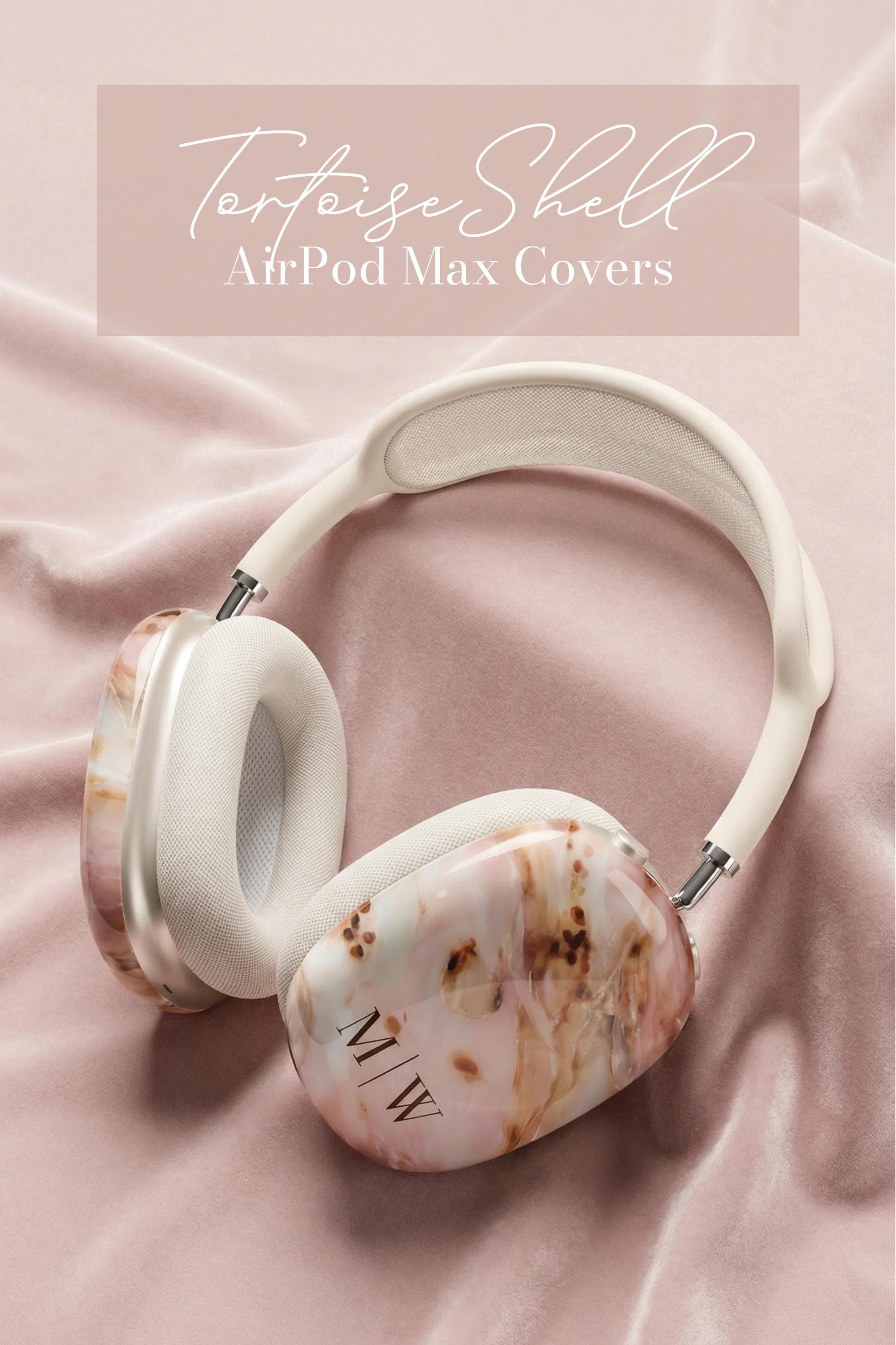 Pink Tortoise Shell AirPods Max Covers Personalized Initial Monogram Headphone Protective Case Feminine Aesthetic Accessory Gift For Her - Charles Alex