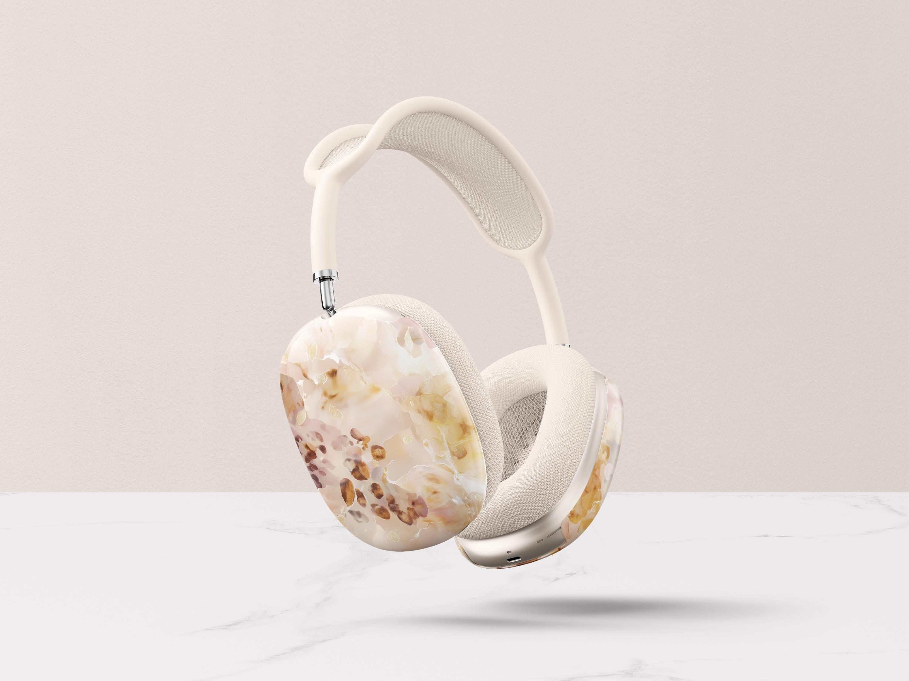 Blush Tortoiseshell Airpod Max Case Cover Neutral Marble Headphones Shell Aesthetic Protective Snap On Accessory Gift For Women Music Lovers - Charles Alex