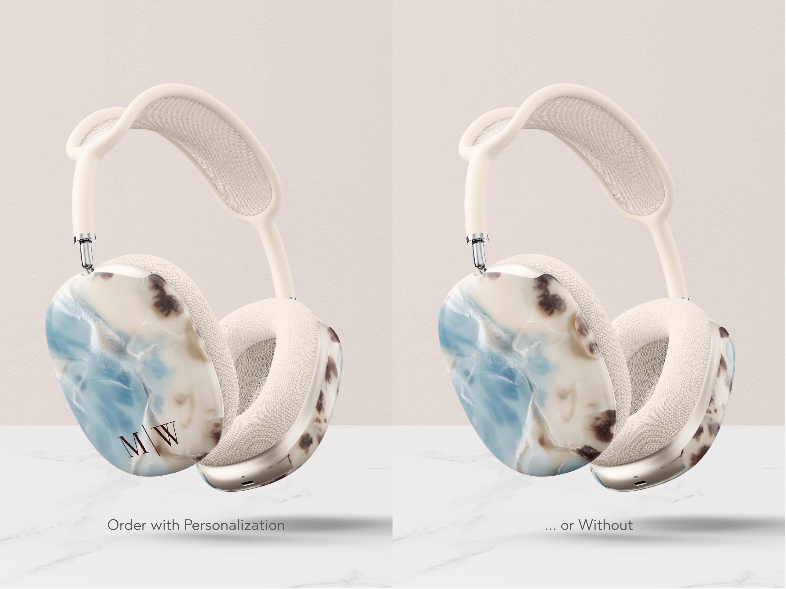 Powder Blue Tortoiseshell AirPods Max Case Personalized Monogram Headphones Cover Luxe Travel Tech Accessory Protective Shell Gift For Her - Charles Alex