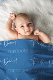 Baby Name Swaddle Blanket Blue - Charles Alex