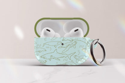 Ocean Animals Airpod Case Cover With Keychain Gift For Marine Biologist Shark Tropical Fish Sea Turtle Dolphin Print Airpod Cover Gift