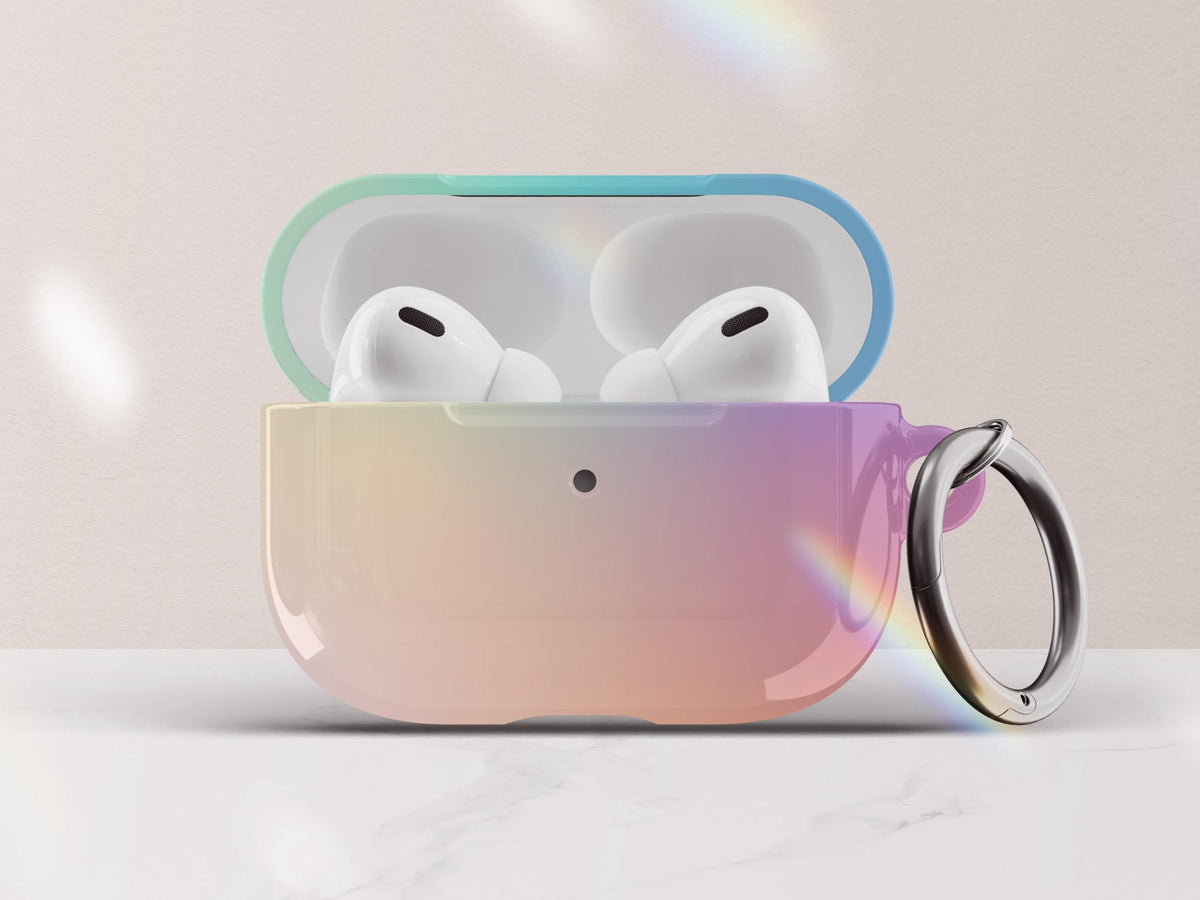 Gradient Airpod Case Pastel Ombre Airpod Pros Case Cover with Keychain Custom Rainbow Airpods Pro Case Gift for Tween Girl Gift Under 30 - Charles Alex