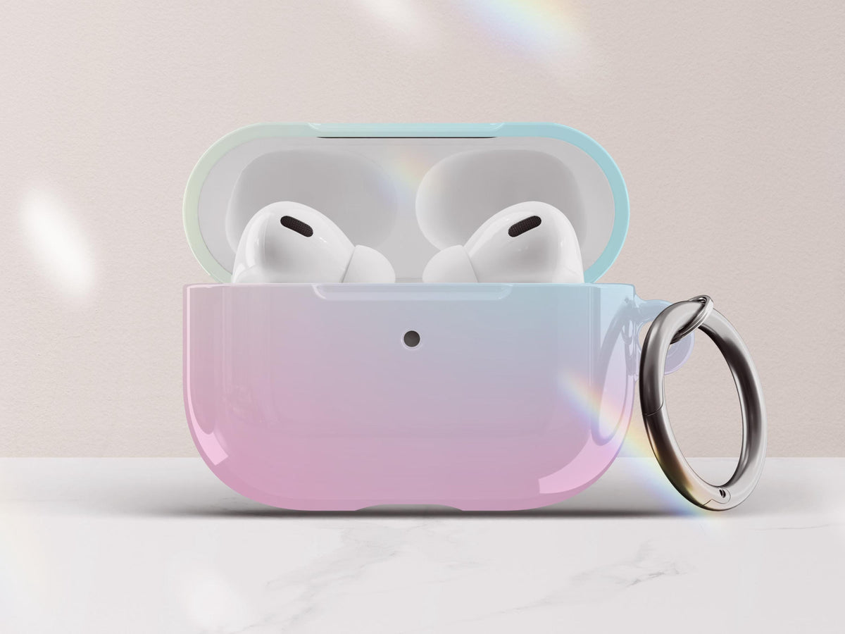 Gradient Airpod Case Pastel Ombre Airpod Pros Case Cover with Keychain Custom Rainbow Airpods Pro Case Gift for Tween Girl Gift Under 30 - Charles Alex