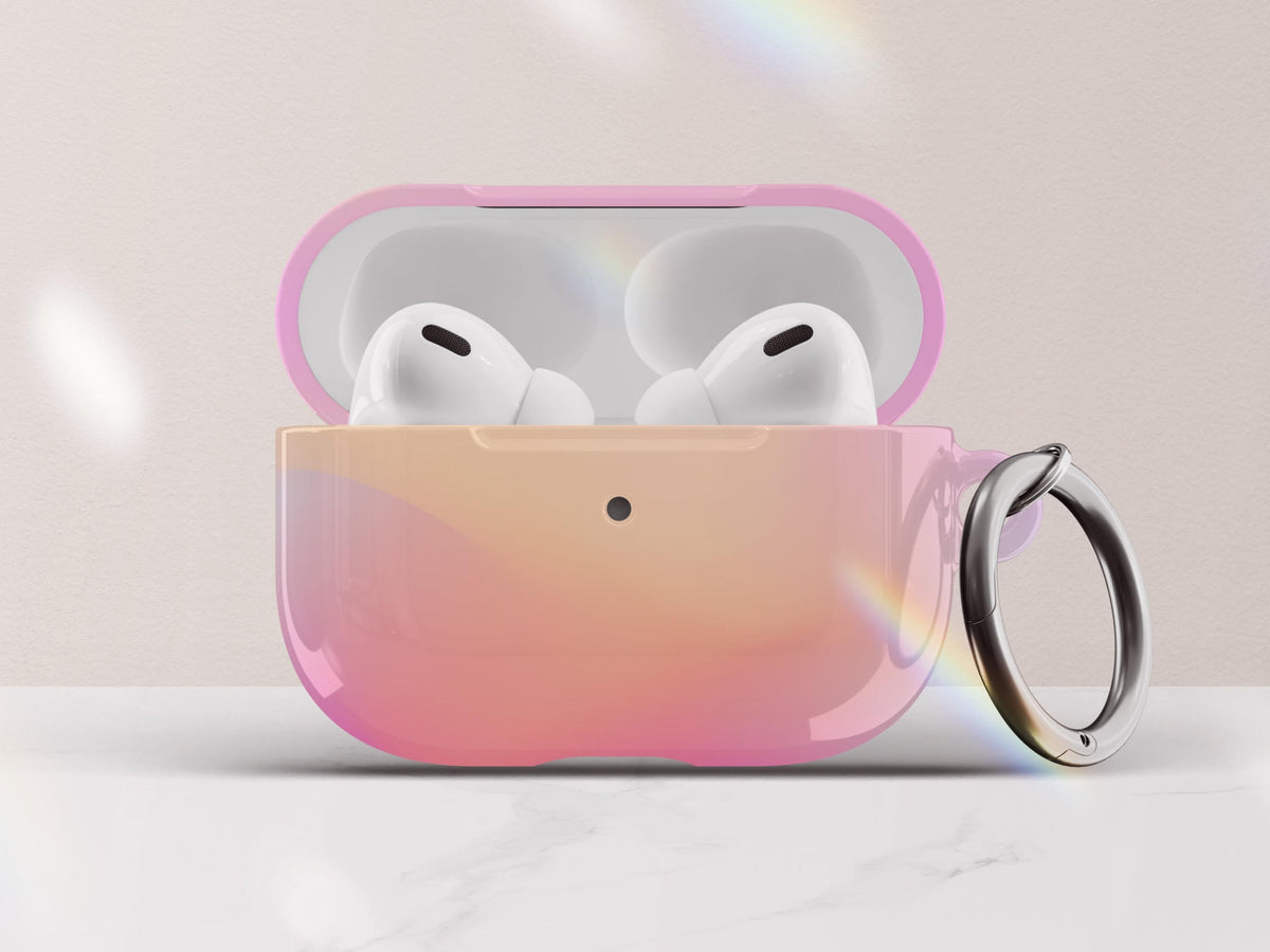 Gradient Airpod Case Pastel Ombre Airpod Pros Case Cover with Keychain Custom Rainbow Airpods Pro Case Gift for Tween Girl Gift Under 30 - Charles Alex