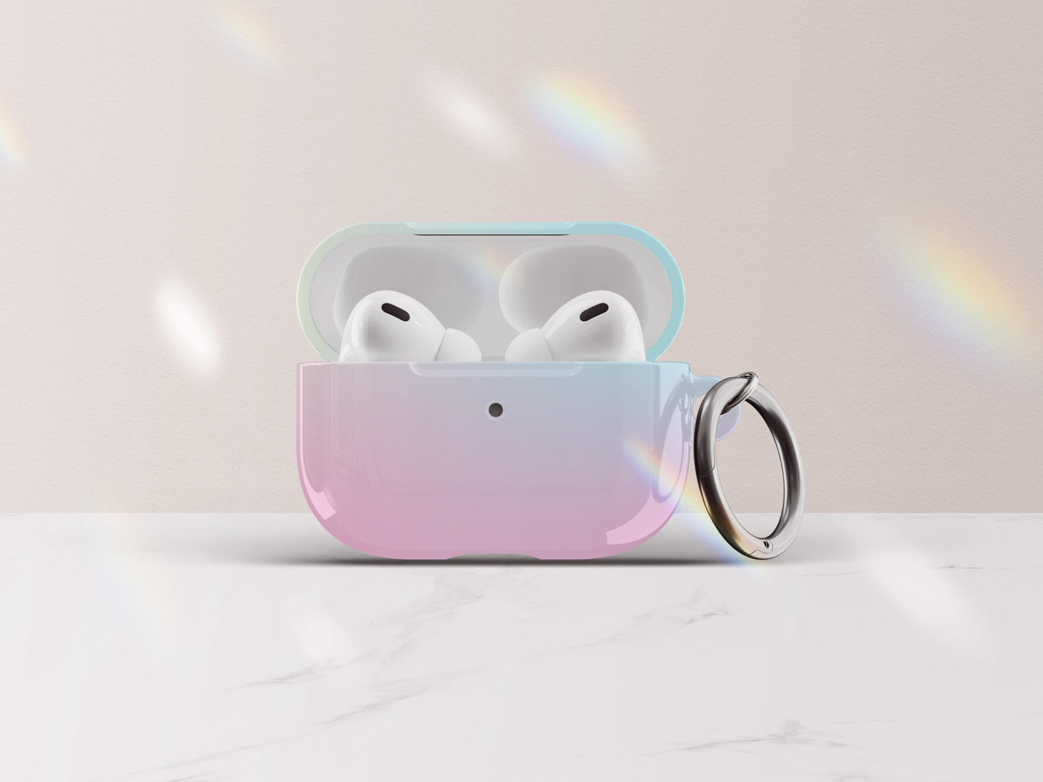 Pastel Ombre Airpods Case Pretty Personalized Gift for Tween Girls Custom Gradient Airpod Pro Case Cover with Keychain Gift Under 30