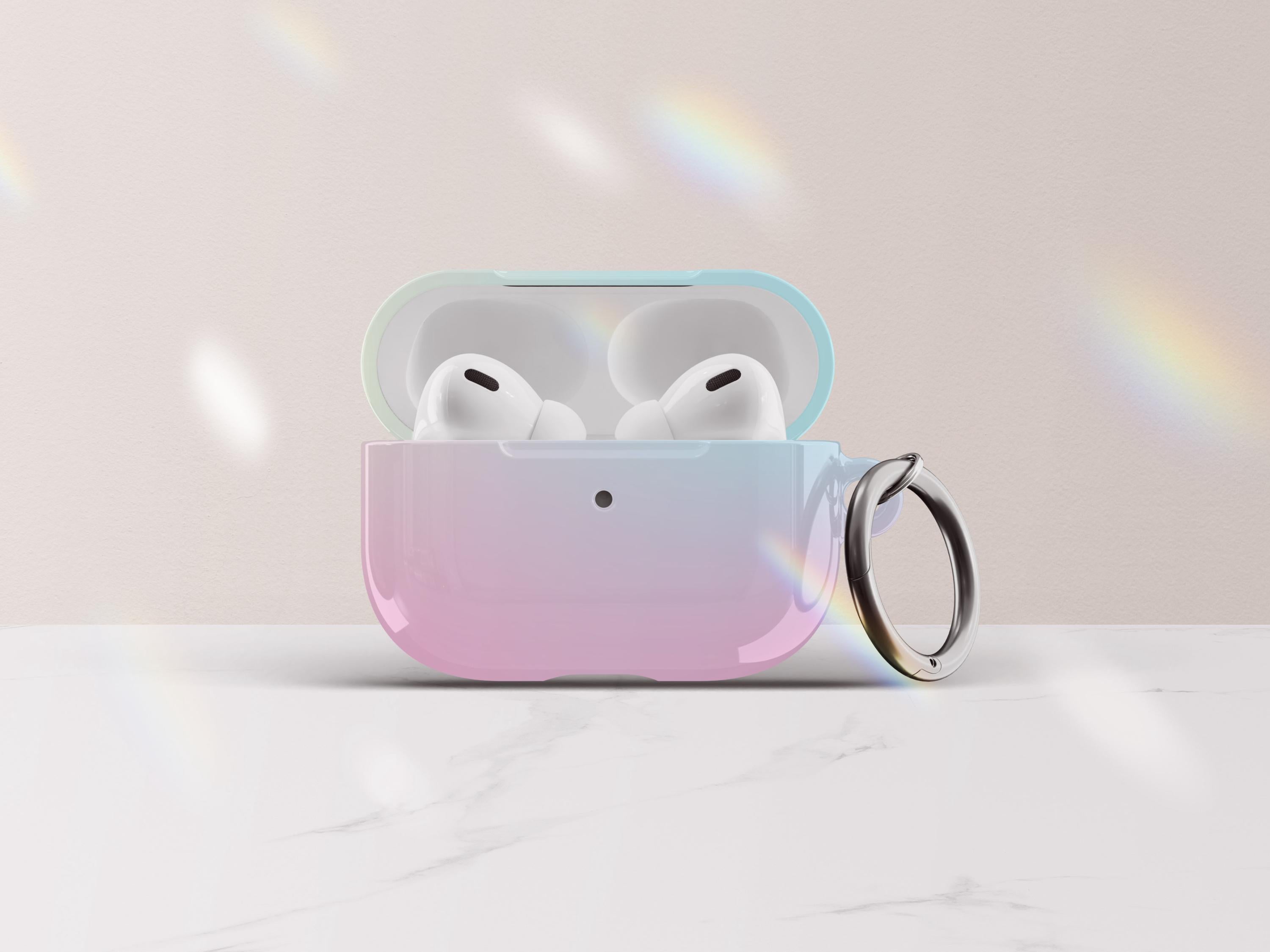 Pastel Ombre Airpods Case Pretty Personalized Gift for Tween Girls Custom Gradient Airpod Pro Case Cover with Keychain Gift Under 30