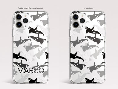 Clear Ocean Phone Case Custom Orca Whale Marine Theme Protective Transparent Cover Charming Personalized Sea Lover Gift Idea Under 30