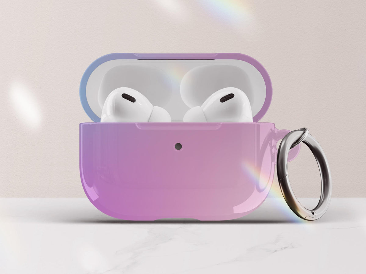 Gradient Airpod Case Pastel Ombre Airpod Pros Case Cover with Keychain Custom Rainbow Airpods Pro Case Gift for Tween Girl Gift Under 30 - Charles Alex