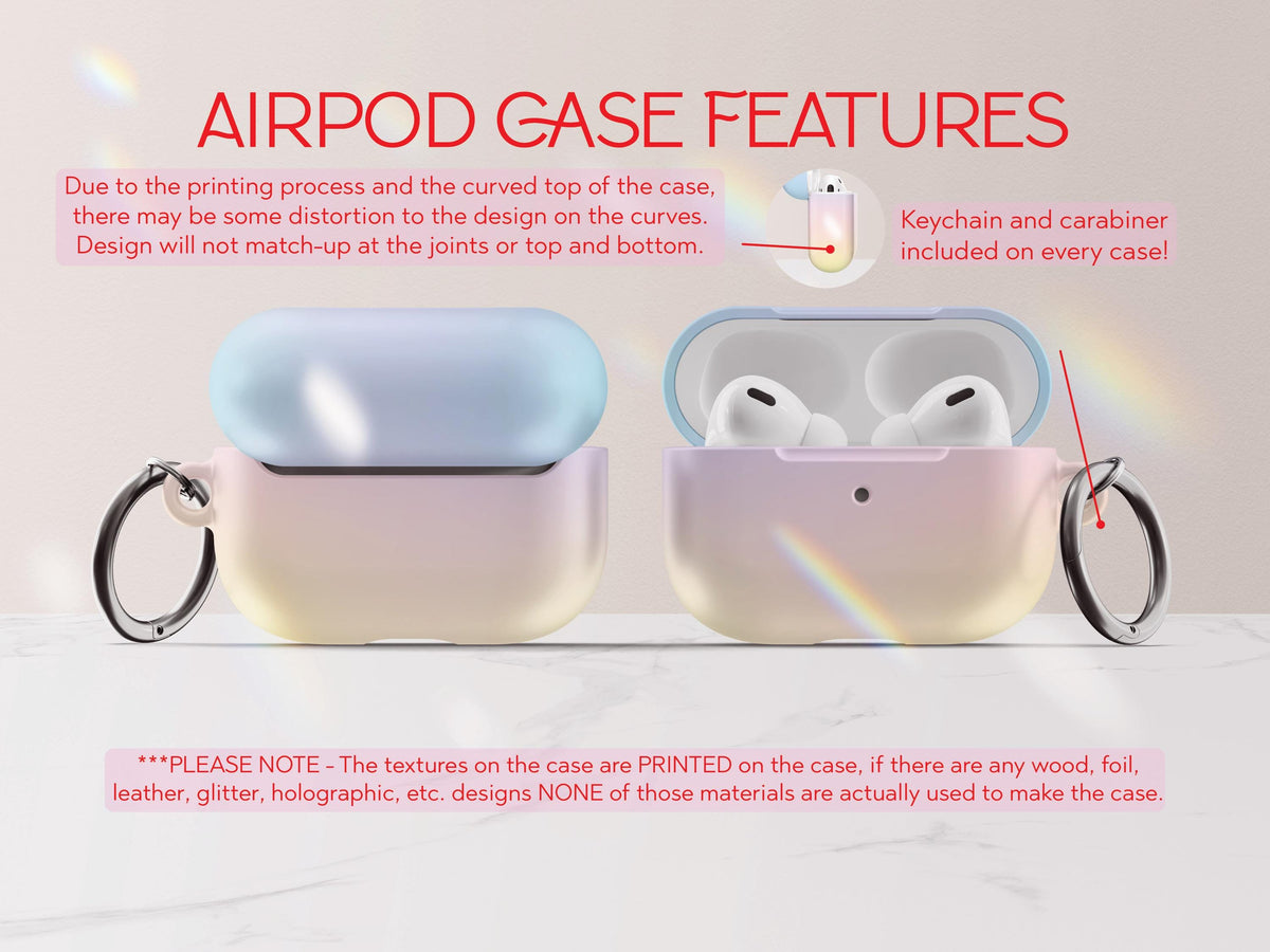 Gradient Airpod Case Pastel Ombre Airpod Pros Case Cover with Keychain Custom Rainbow Airpods Pro Case Gift for Tween Girl Gift Under 30 - Charles Alex