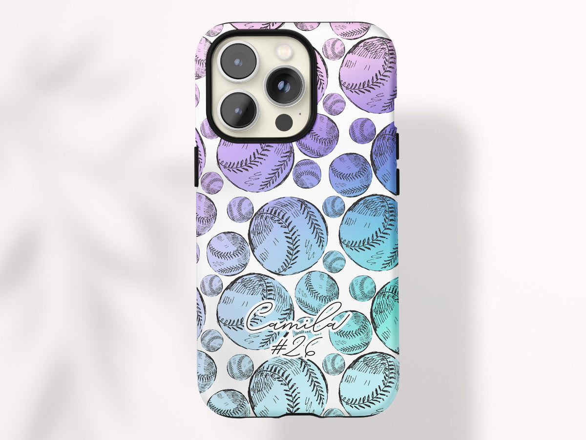 Personalized Softball Phone Case Custom Softball Case for iPhone Gift for Softball Player Gift Under 30 Neon Softball iPhone 16 Pro Max Case - Charles Alex