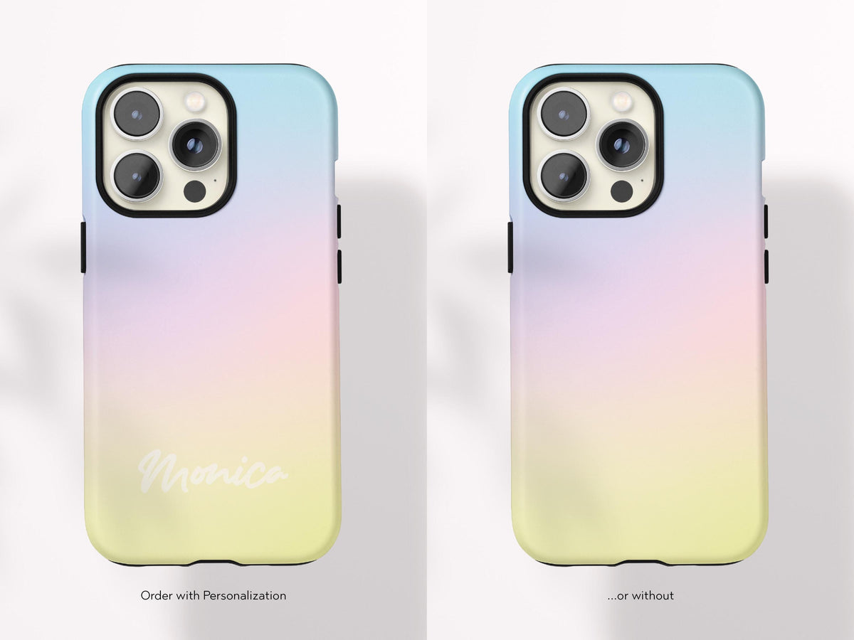 Gradient Ombre Phone Case with Initials Personalized Colorful iPhone Case Cute Samsung Protective Gift Under 30 for Teen or Tween Girl