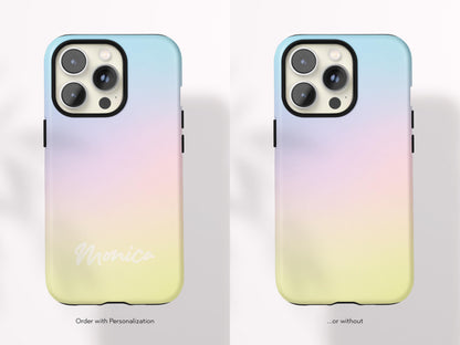 Gradient Ombre Phone Case with Initials Personalized Colorful iPhone Case Cute Samsung Protective Gift Under 30 for Teen or Tween Girl